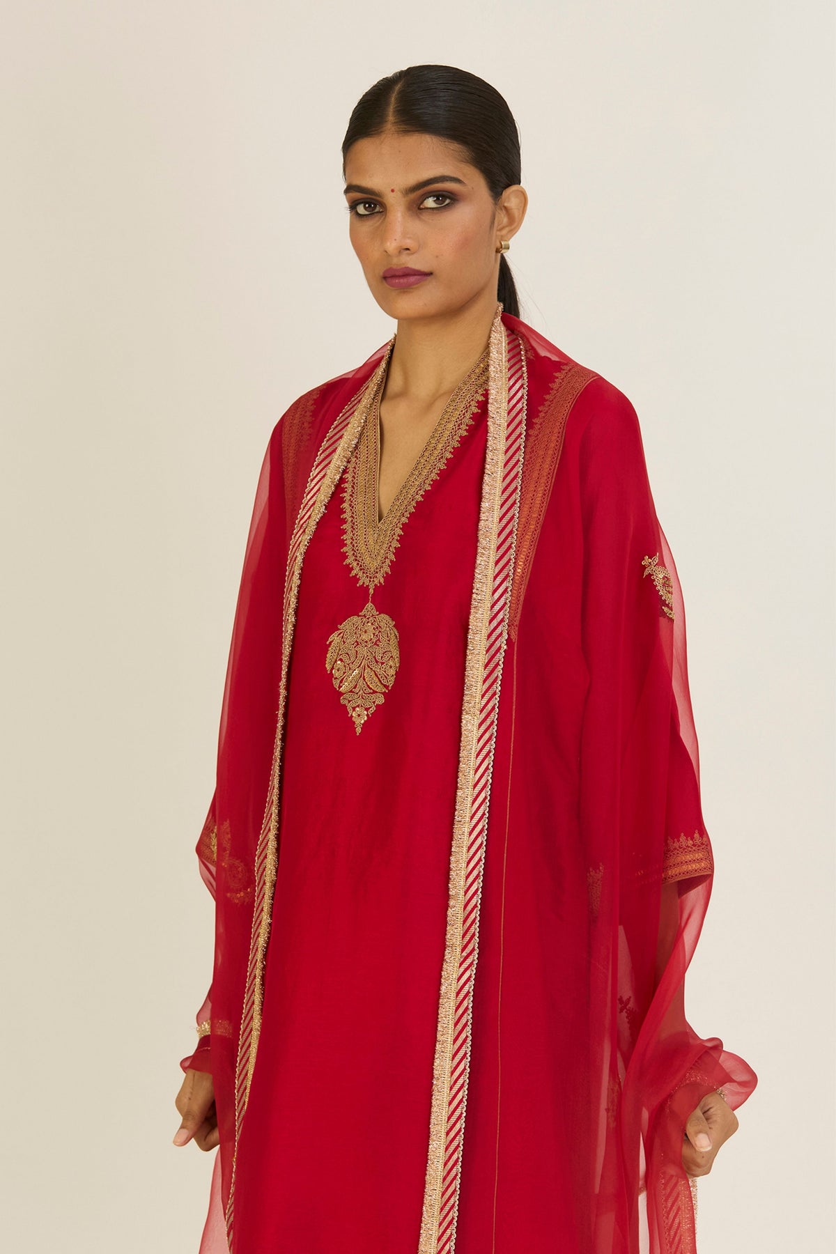 Rekha Red Kurta &amp; Pants