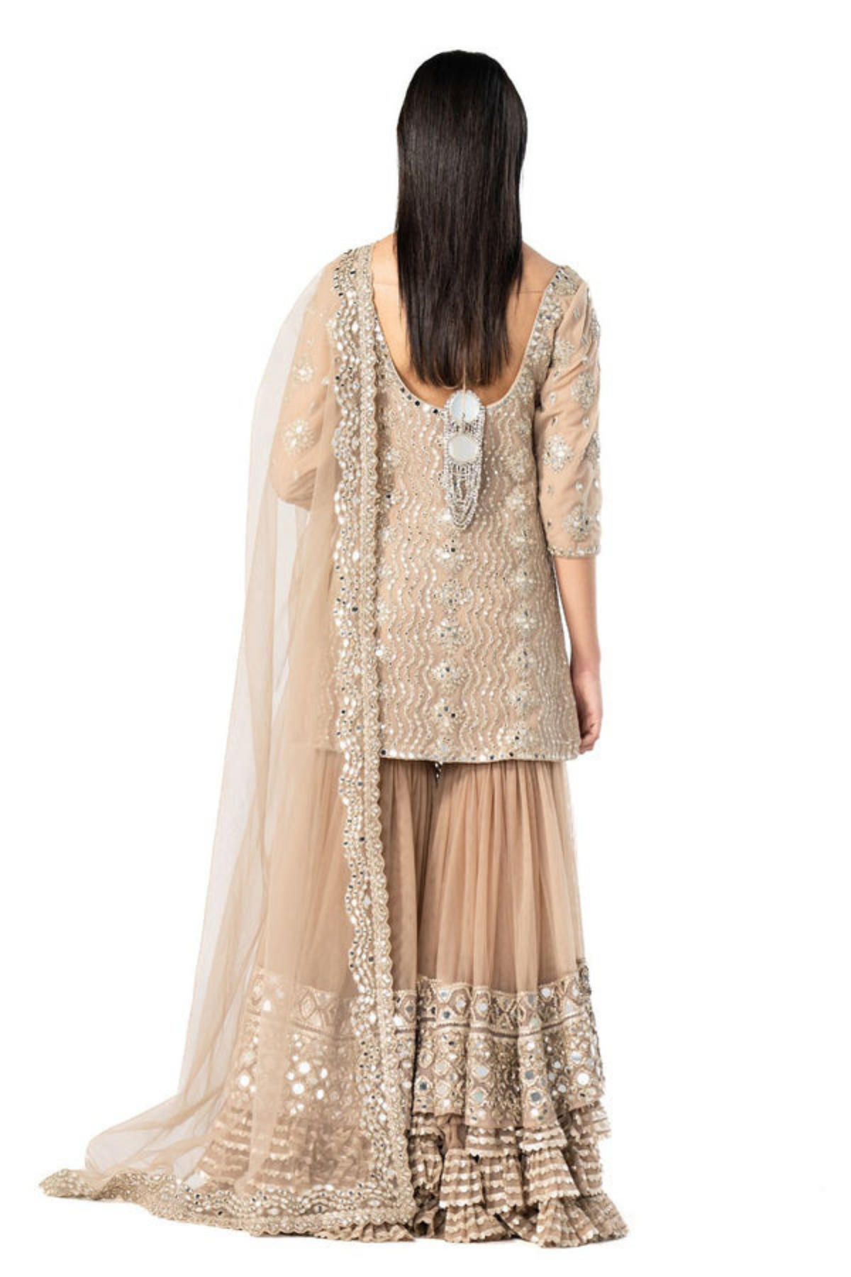 Mirror Embelished Layered Sharara Set