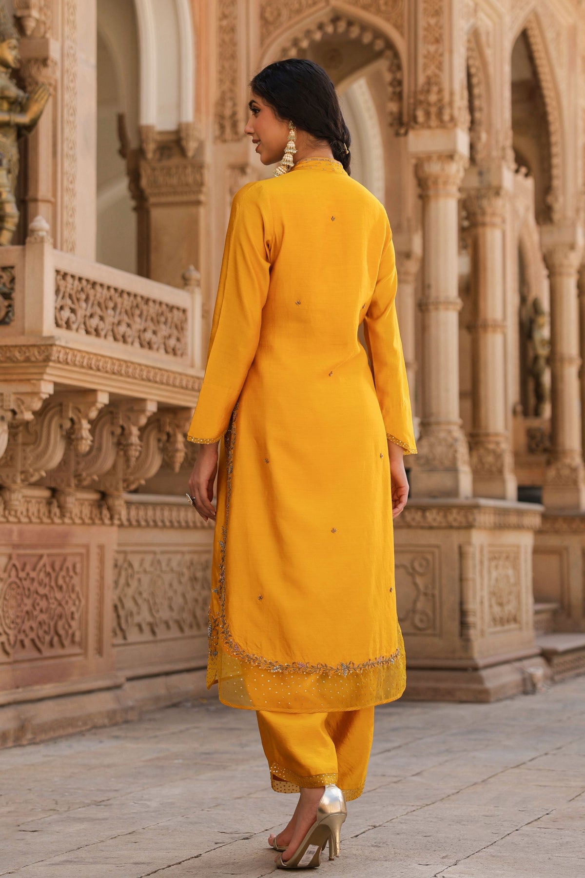 Heavy Long Yellow Kurta Set