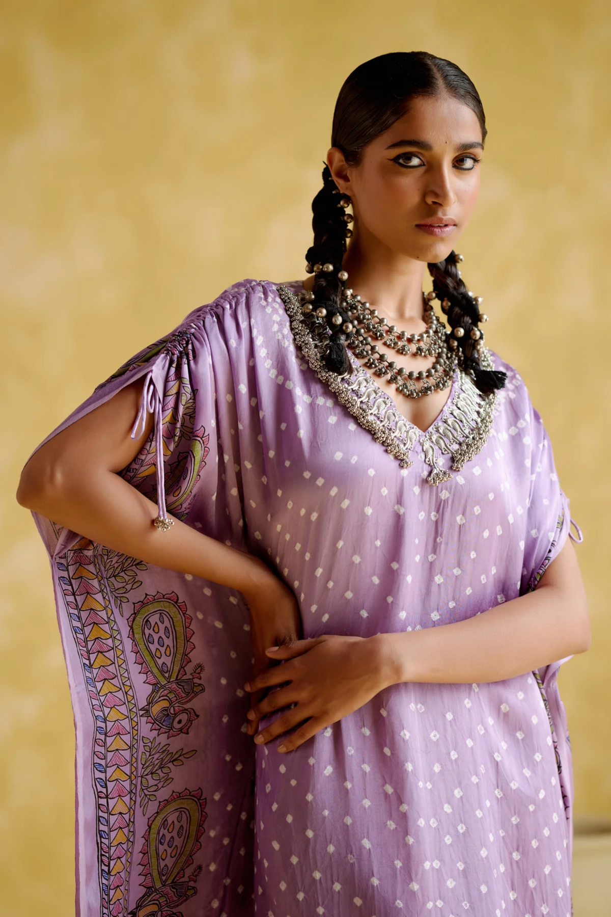 Anuradha Kalamkari Purple Kaftan