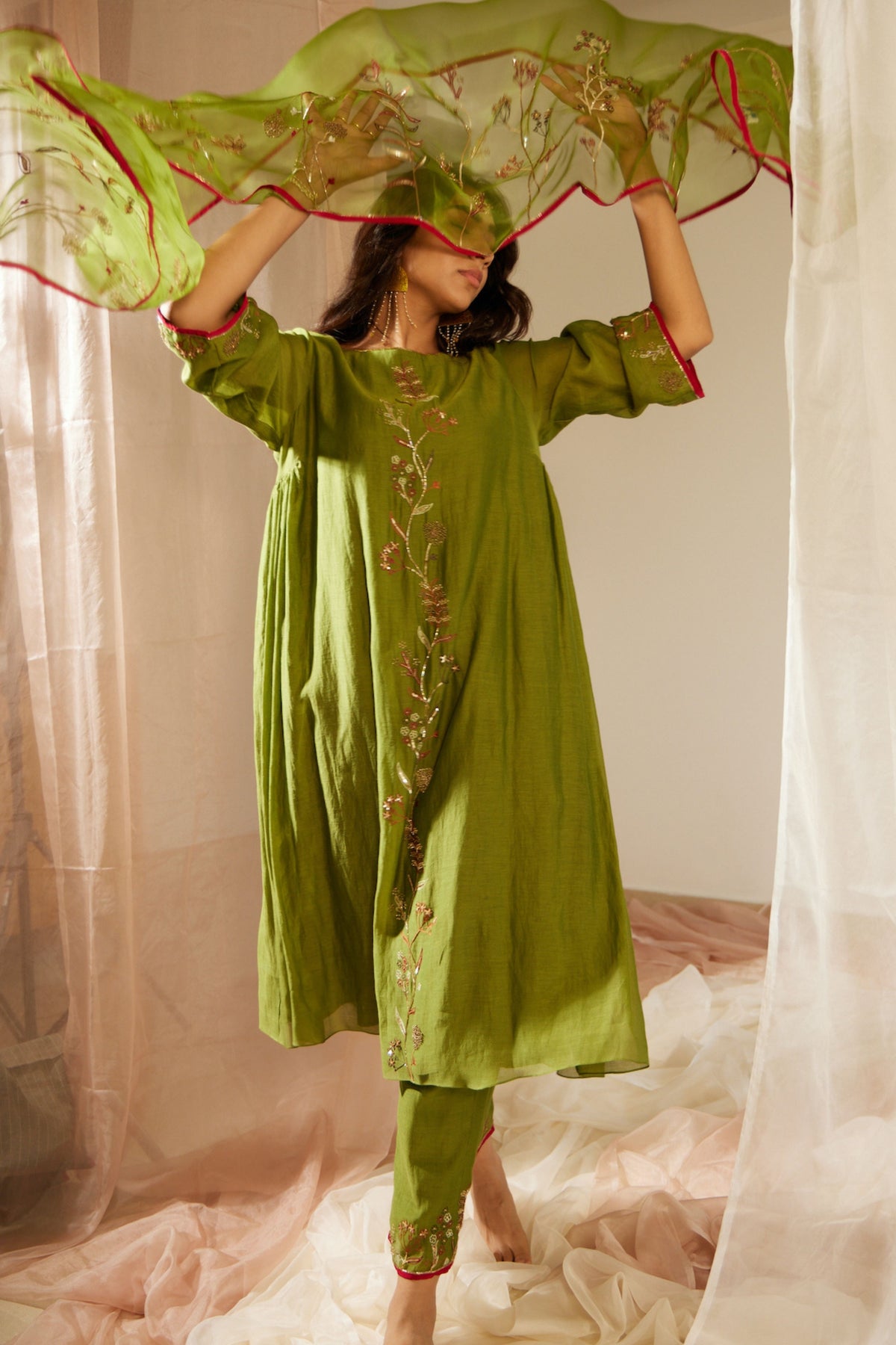 Green Gul Kurta