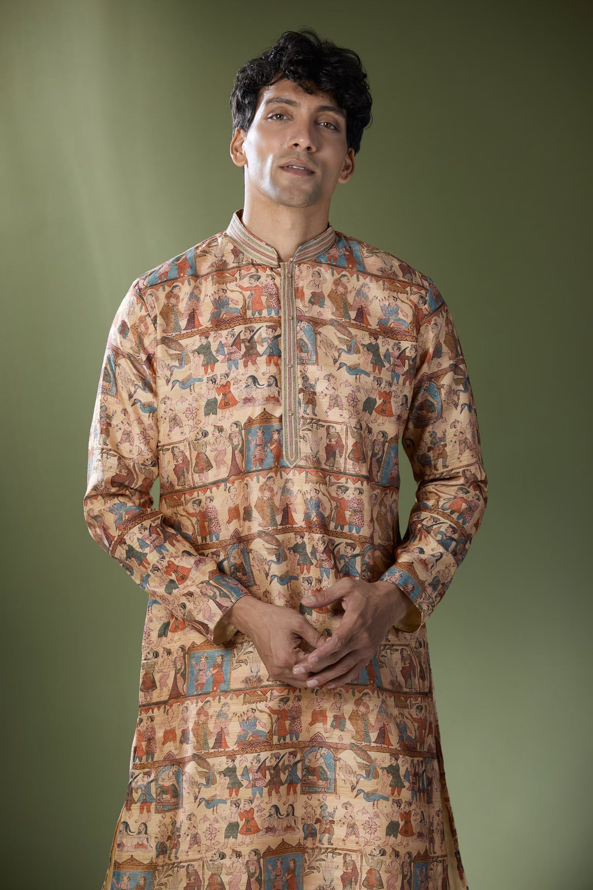 Multi Beige Printed Kurta Set