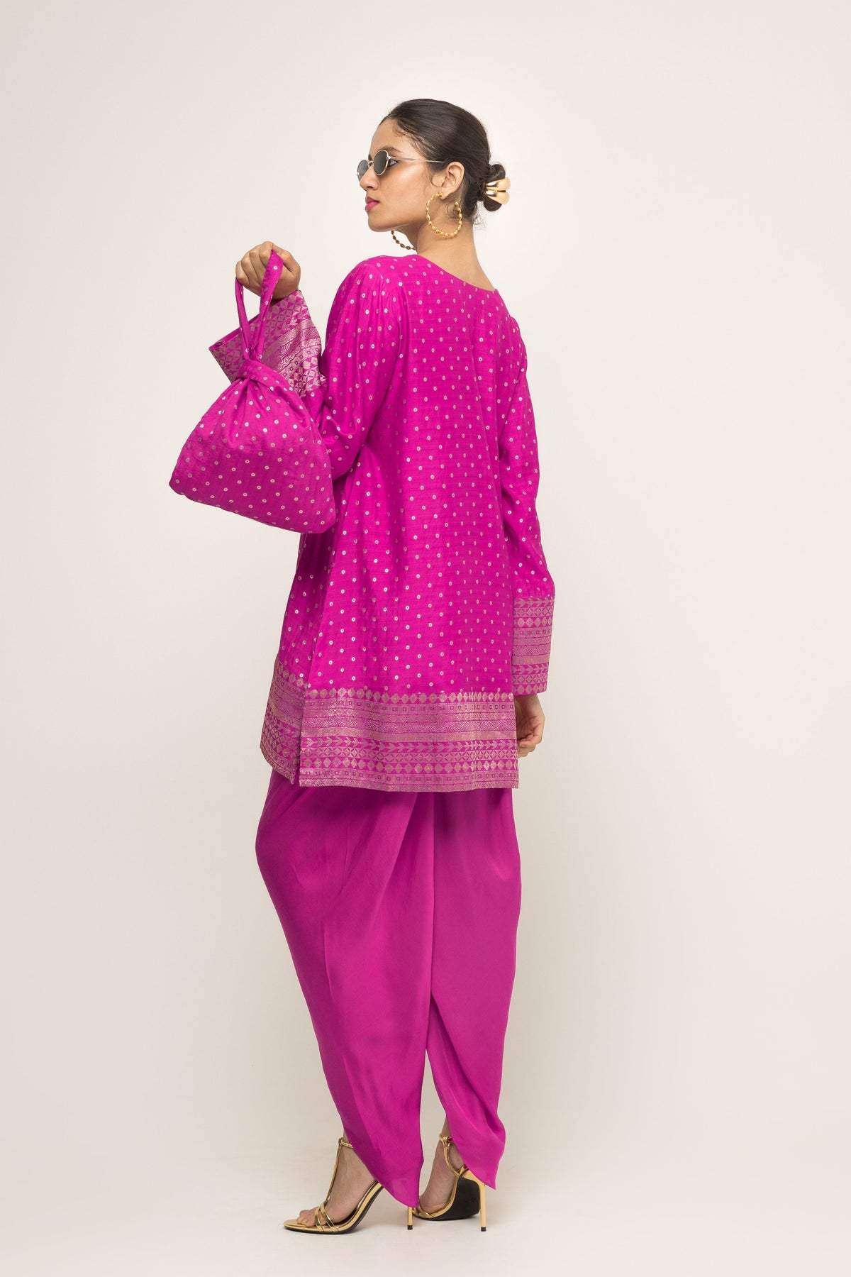 Tara Dotted Pink Tunic Set