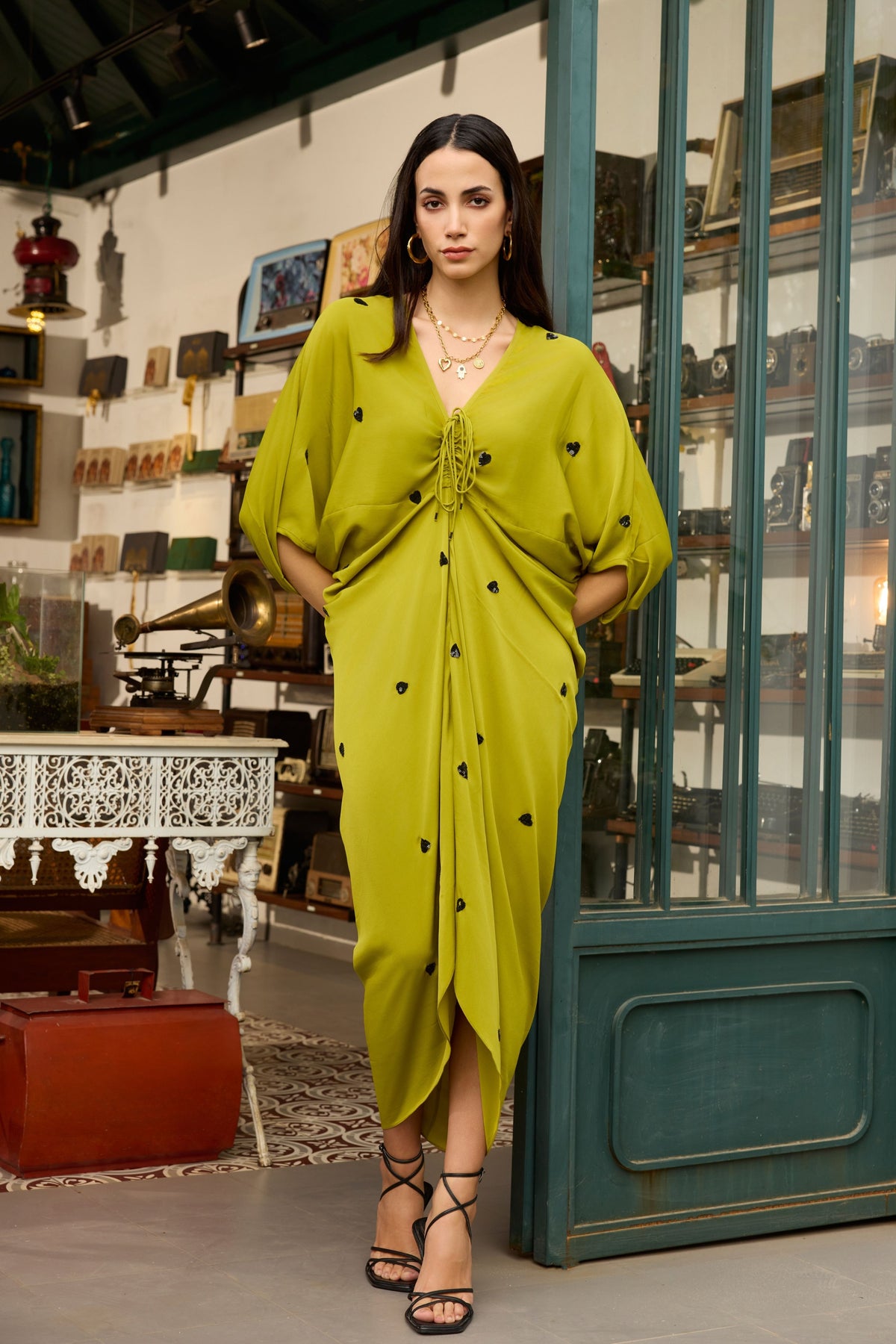 Green Embroidered Kaftan