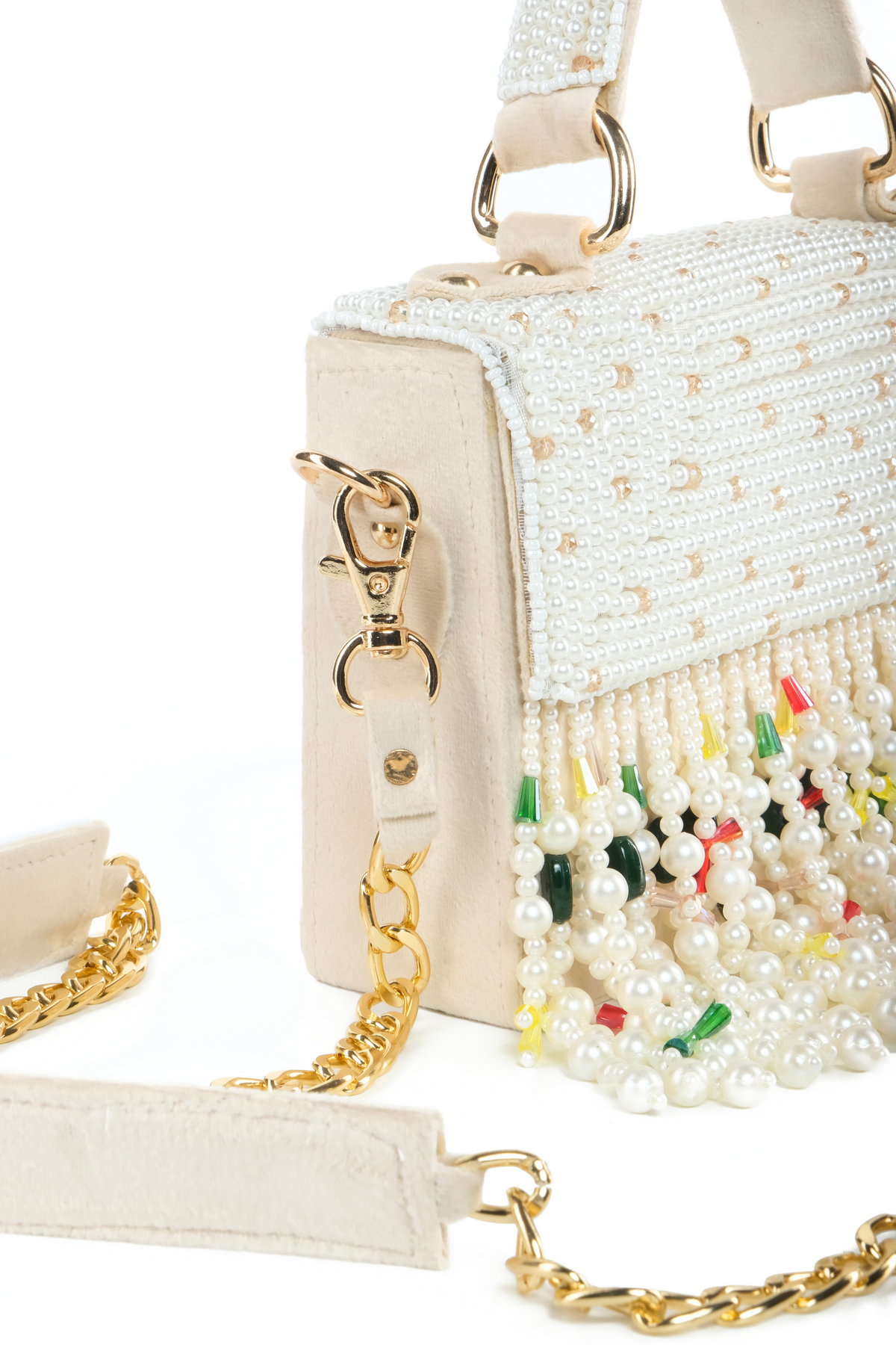 Alia Ivory Embellished Box Bag