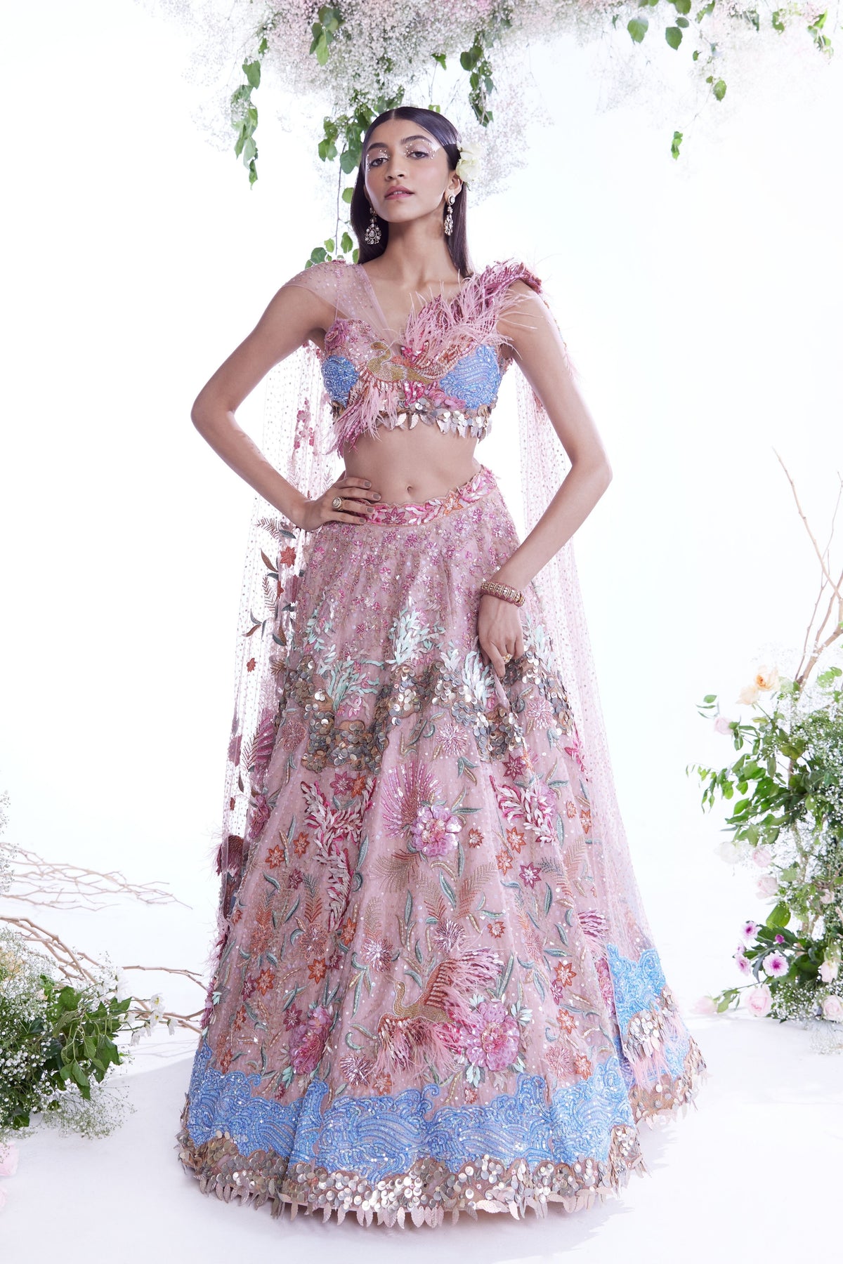 Base Light Peach Lehenga Set