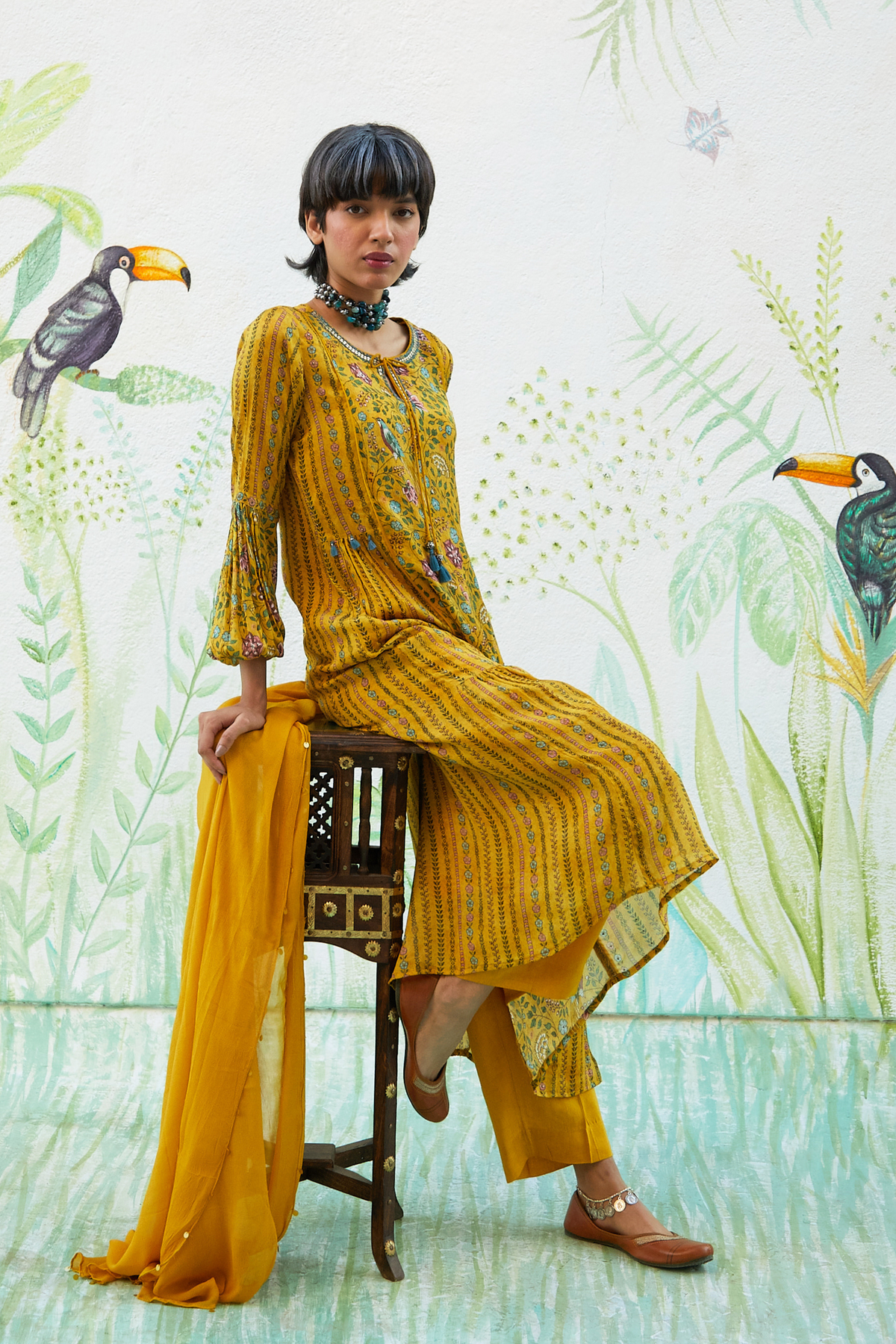 Breezy Yellow Printed Kurta Set