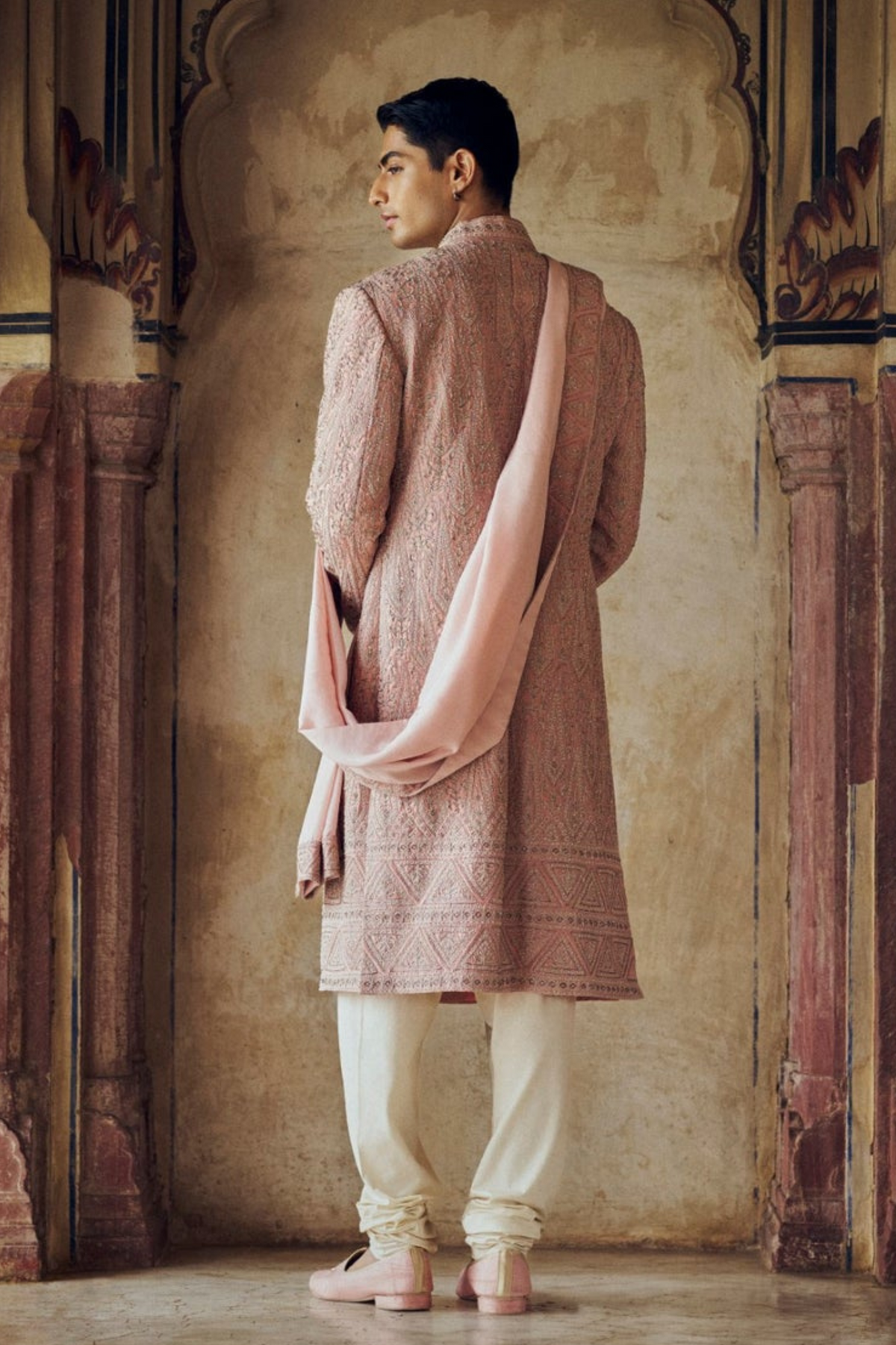 Dusty Rose Pink Sherwani Set