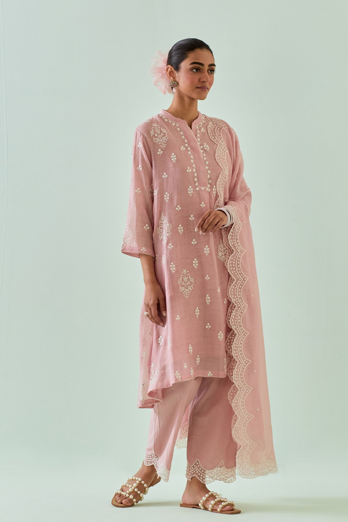 Pink Dori Embroidery Kurta Set