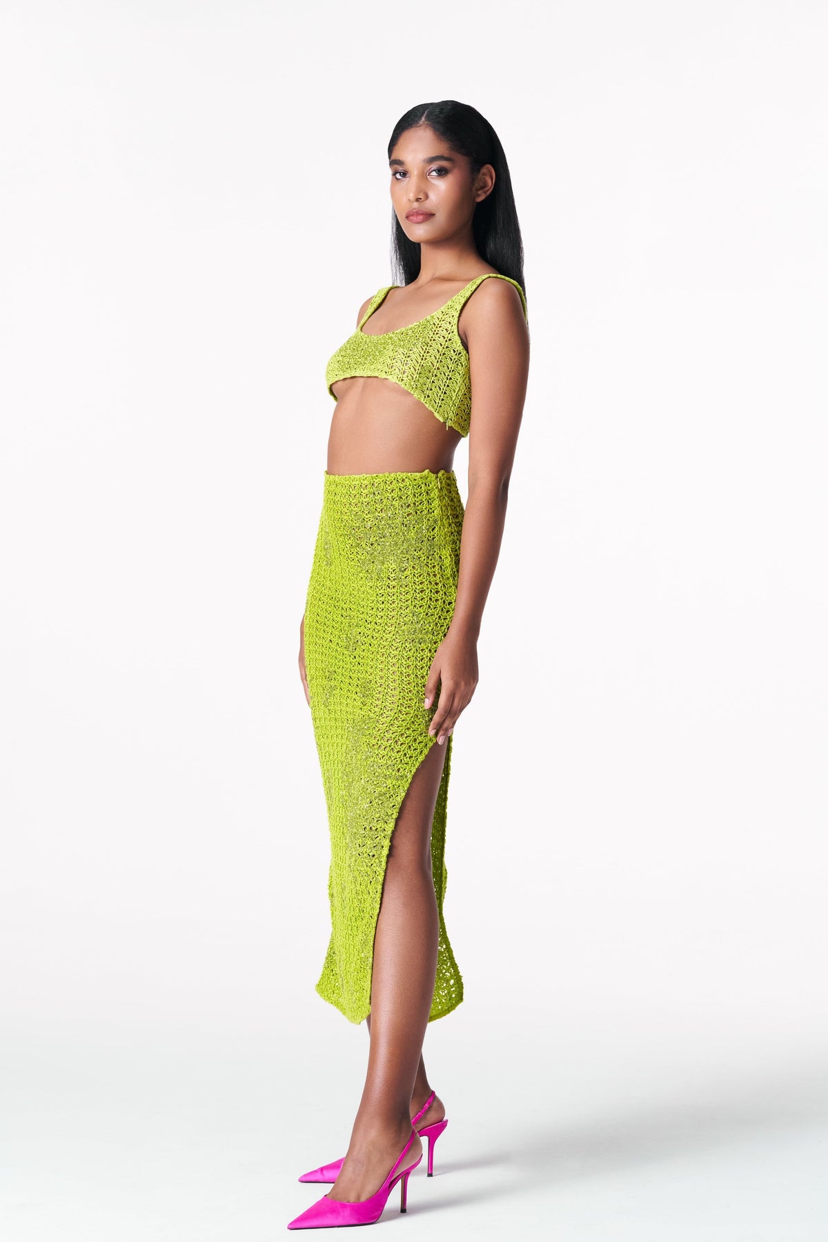 Chartreuse Crochet Skirt