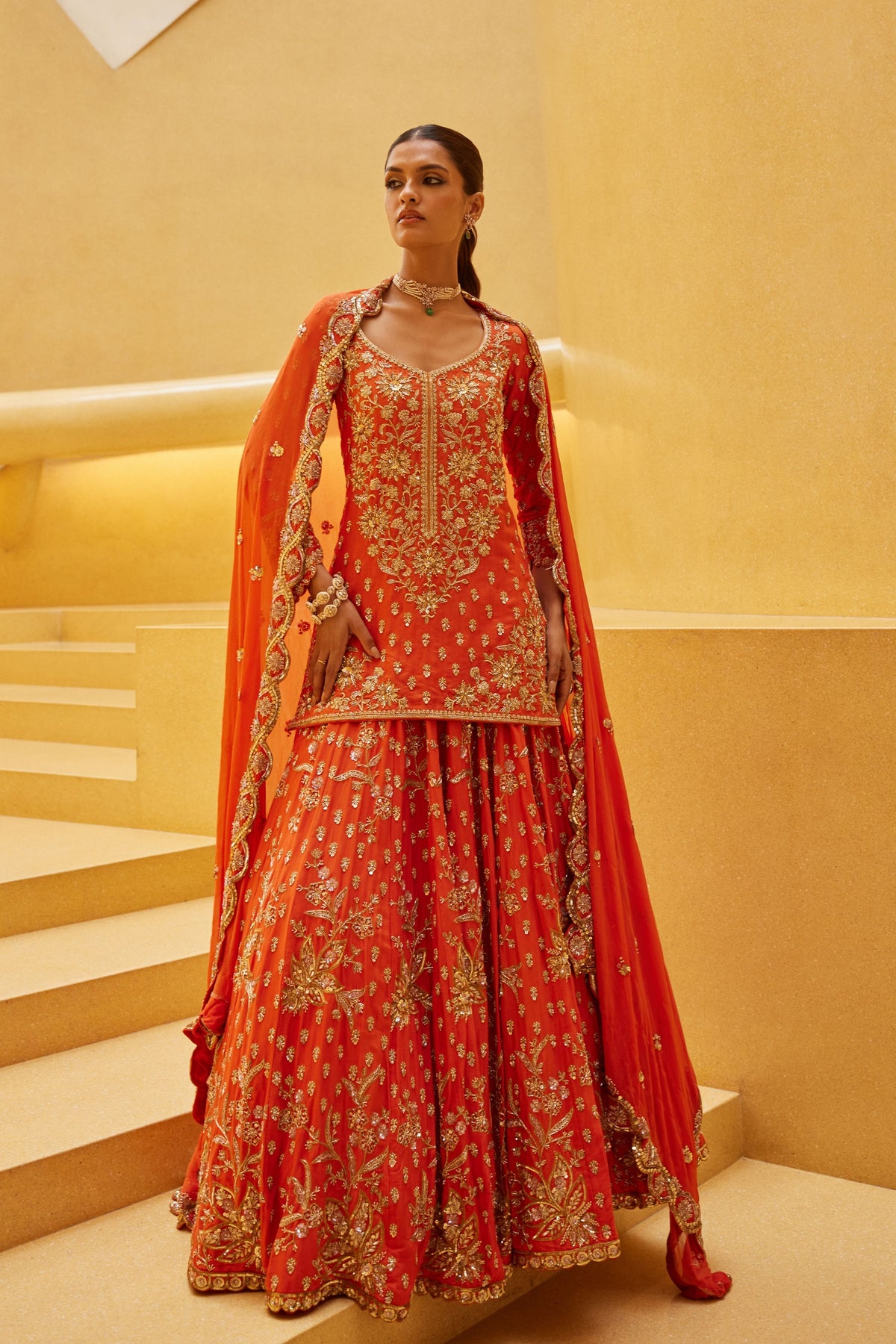 Orange Sharara Set