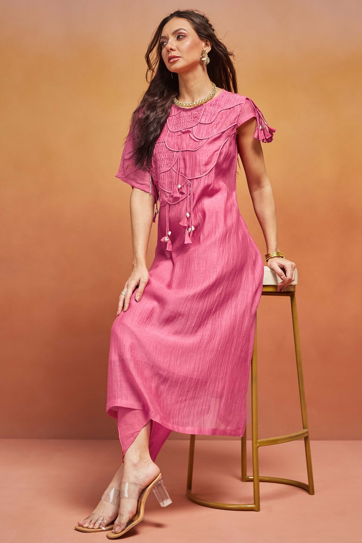 Hand-cut Work Long Kurta Set