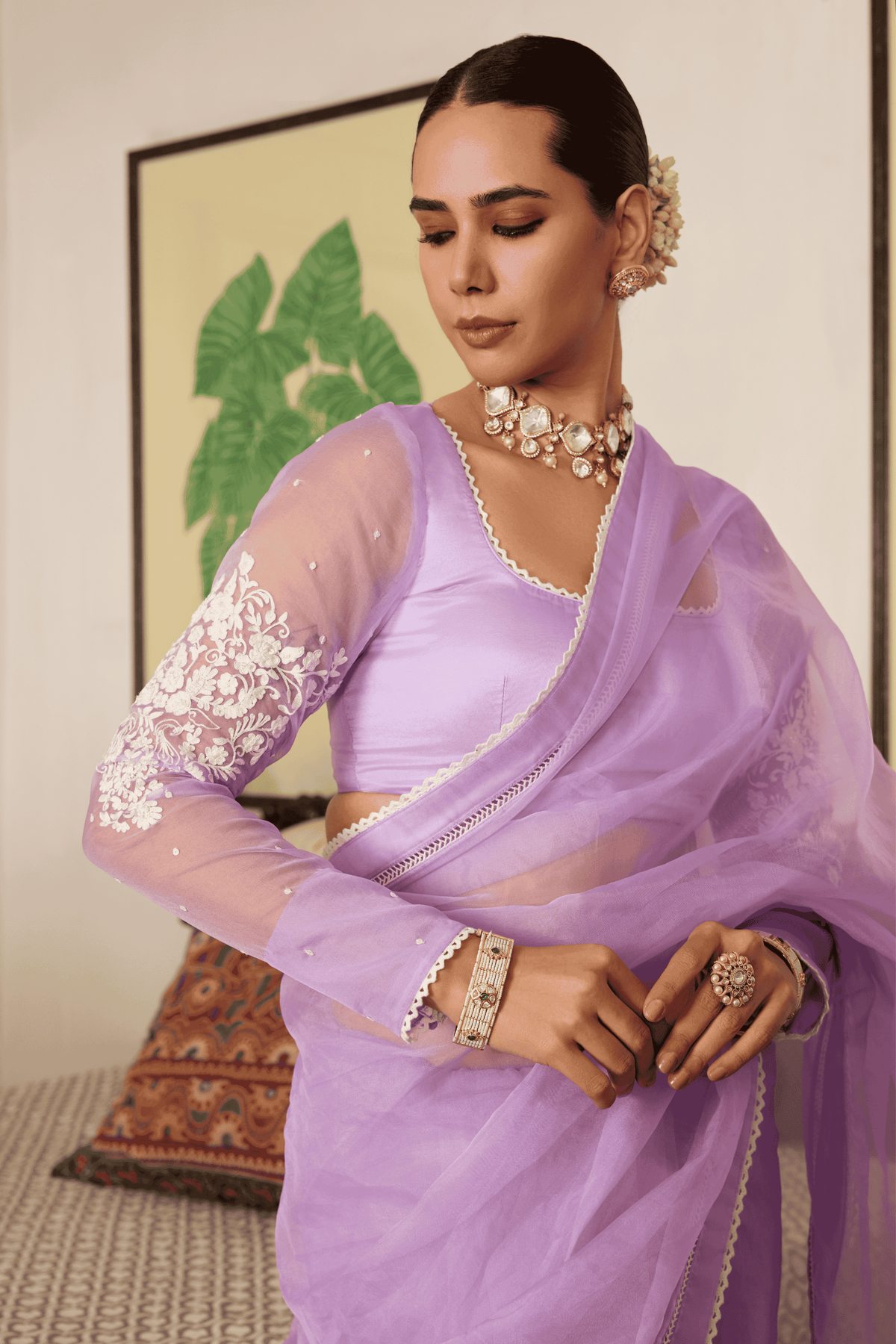 Lavendar Saree Set