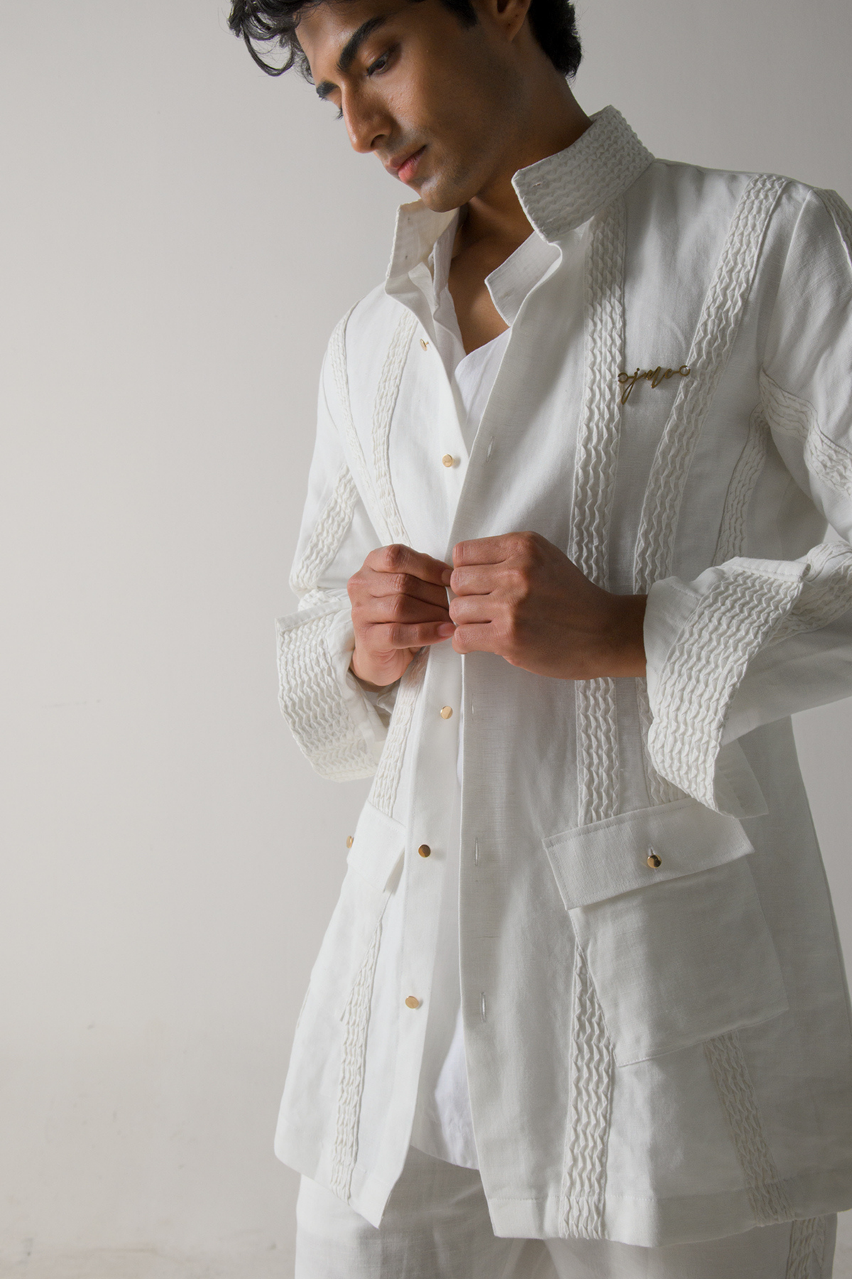 Ivory Pin Tuck Jacket