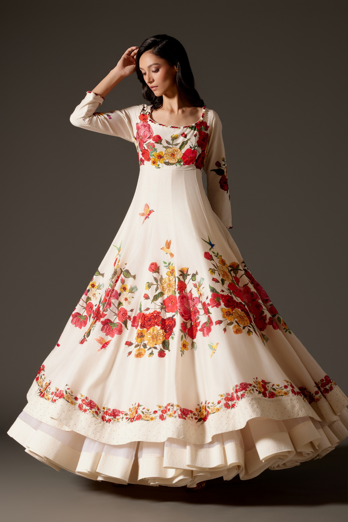 Ivory Printed Anarkali Set