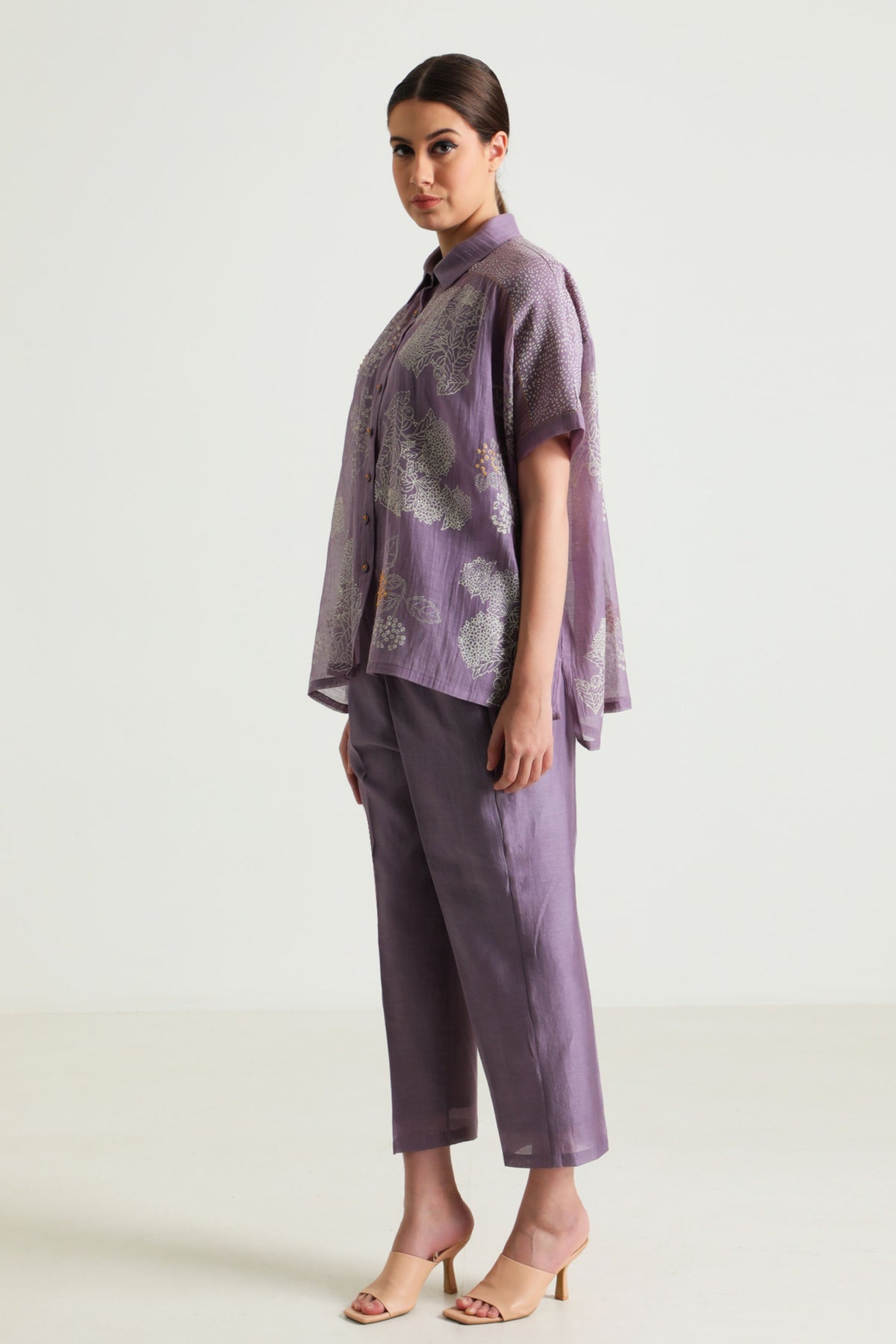 Mauve Embroidery Shirt and Pant Set