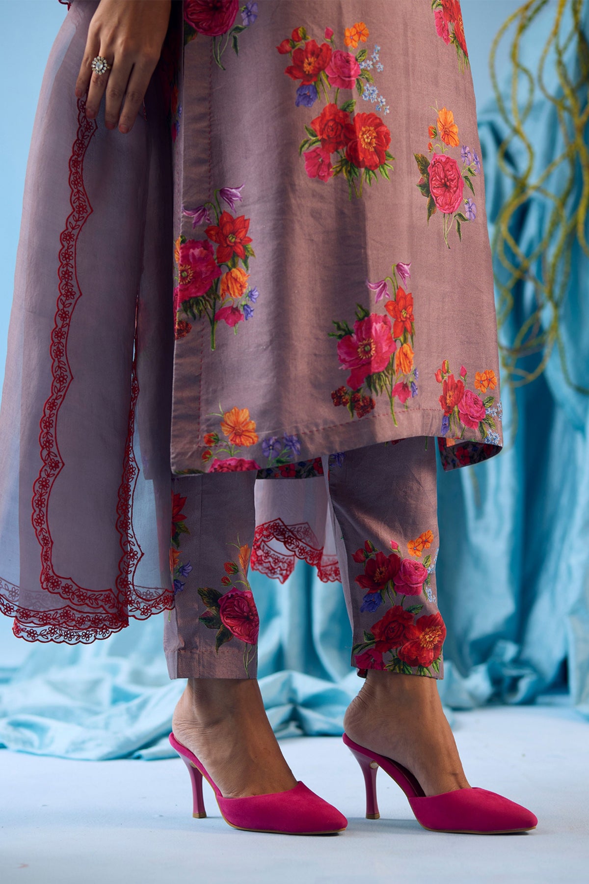 Enchanted Bloom Slate Kurta Set