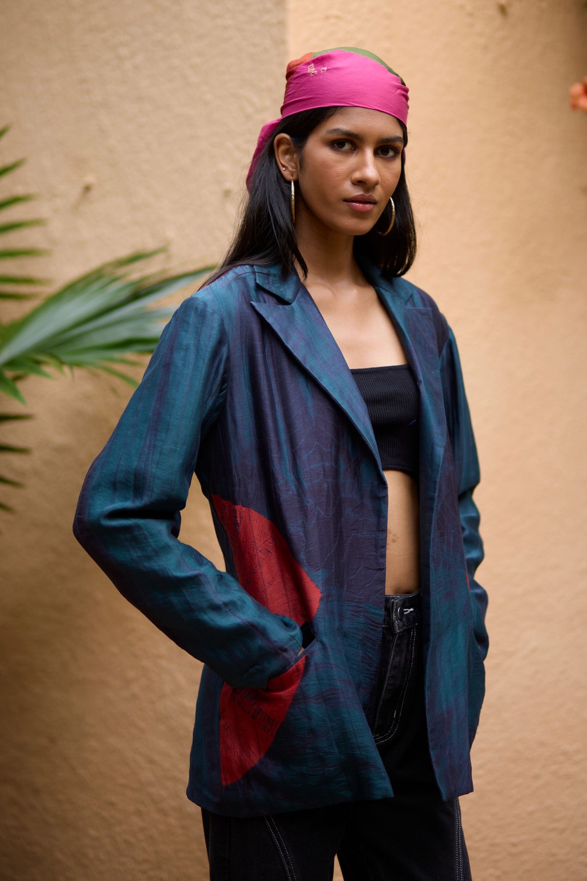 Teal Badhni and Hand Embroidered Jacket