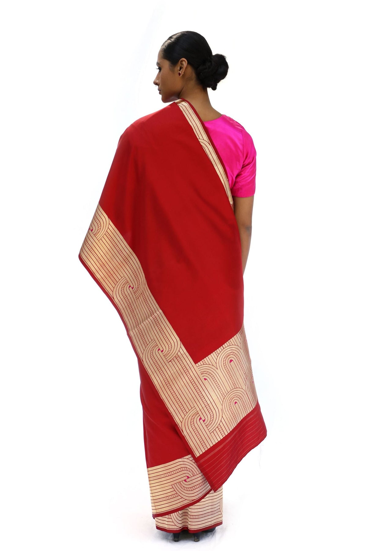 Dark Red Katan Saree