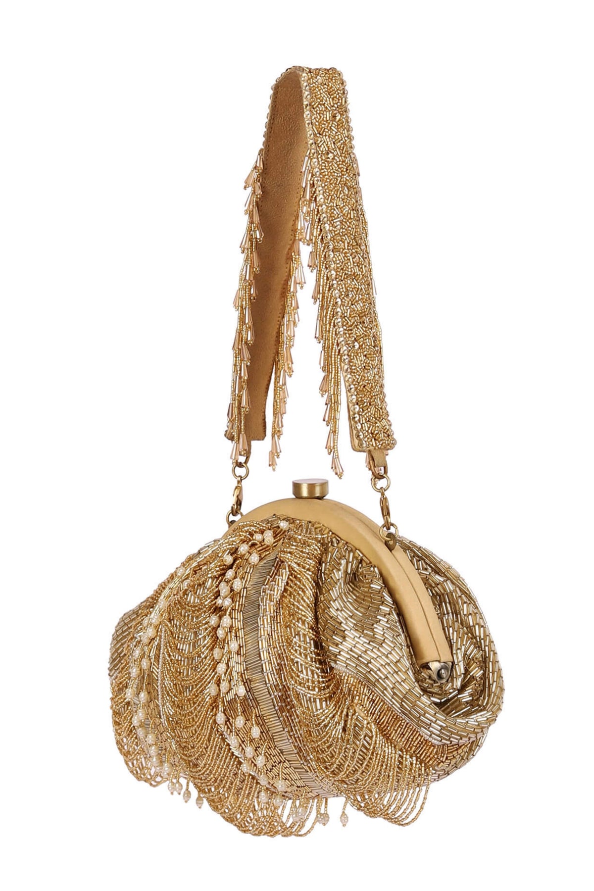 Ruche Soft Pouch In Gold