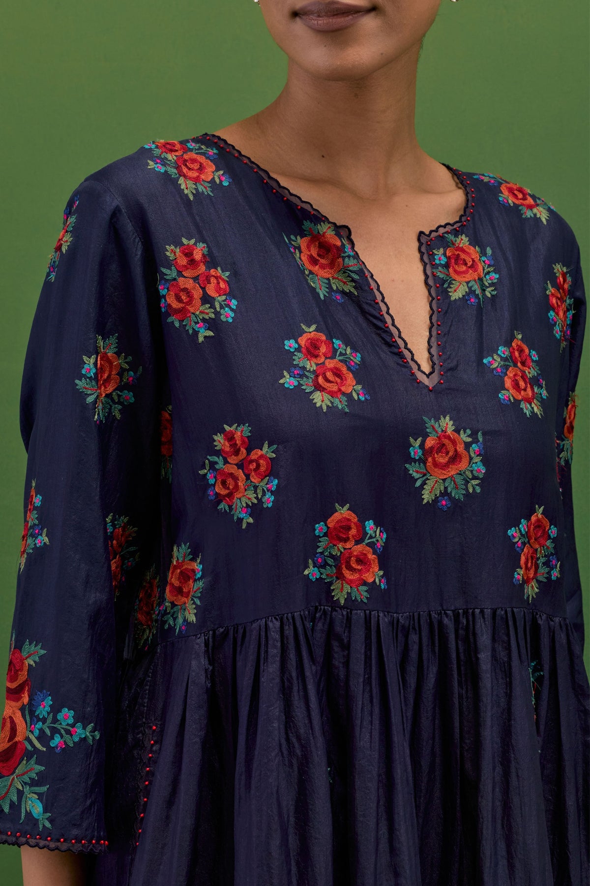 Midnight Blue Floral Kurta Set