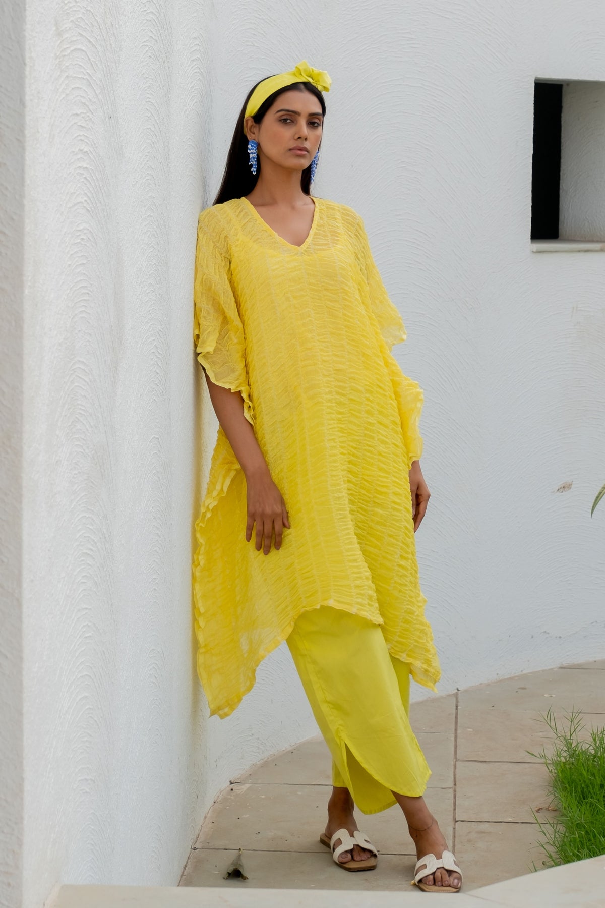 Iced Lemon Kaftan With Silp