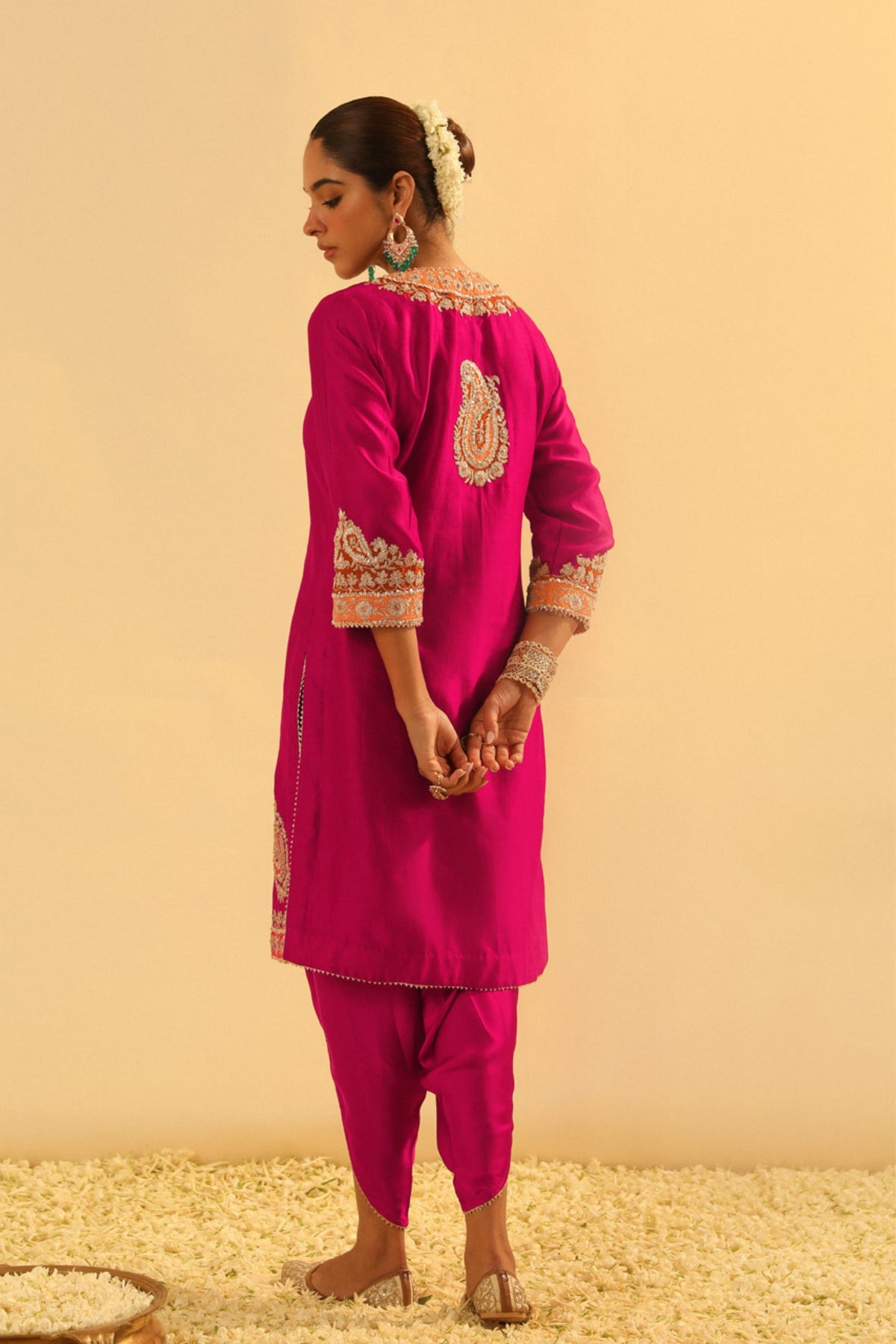 Anjum Short Pink Kurta With Dhoti