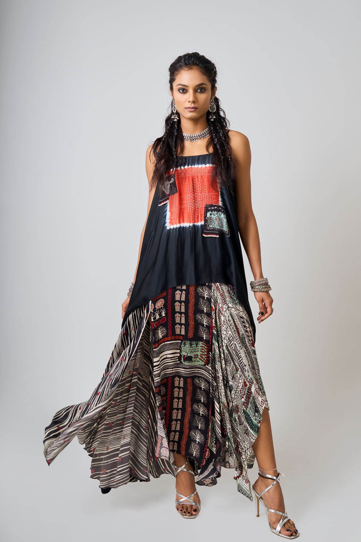 Printed Singlet Layered Maxi Dress