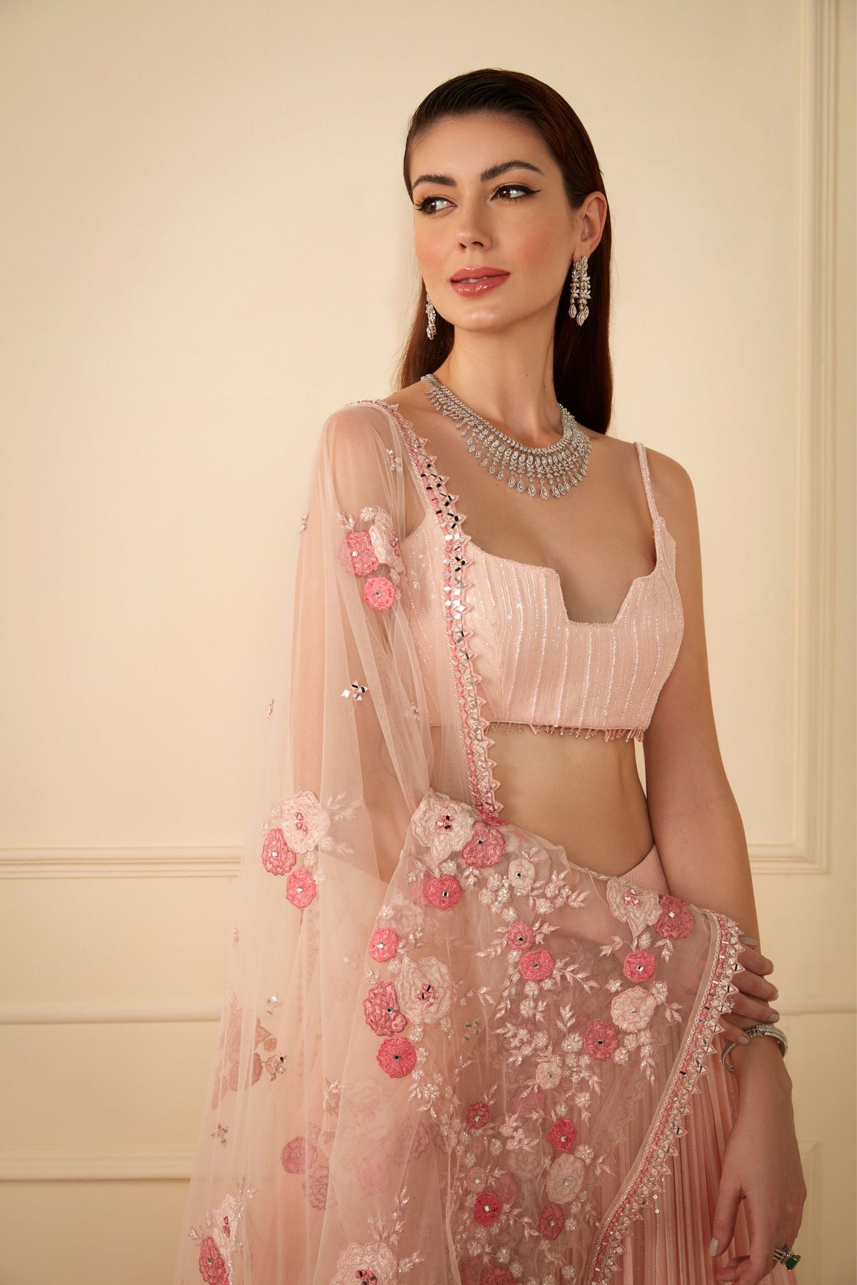 Pink Sequined Lehenga Set