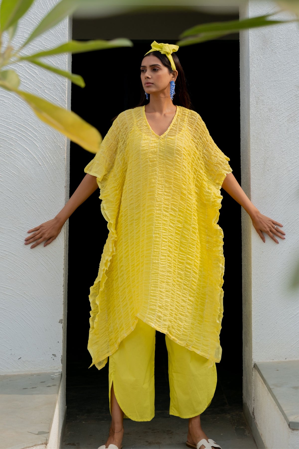 Iced Lemon Kaftan With Silp