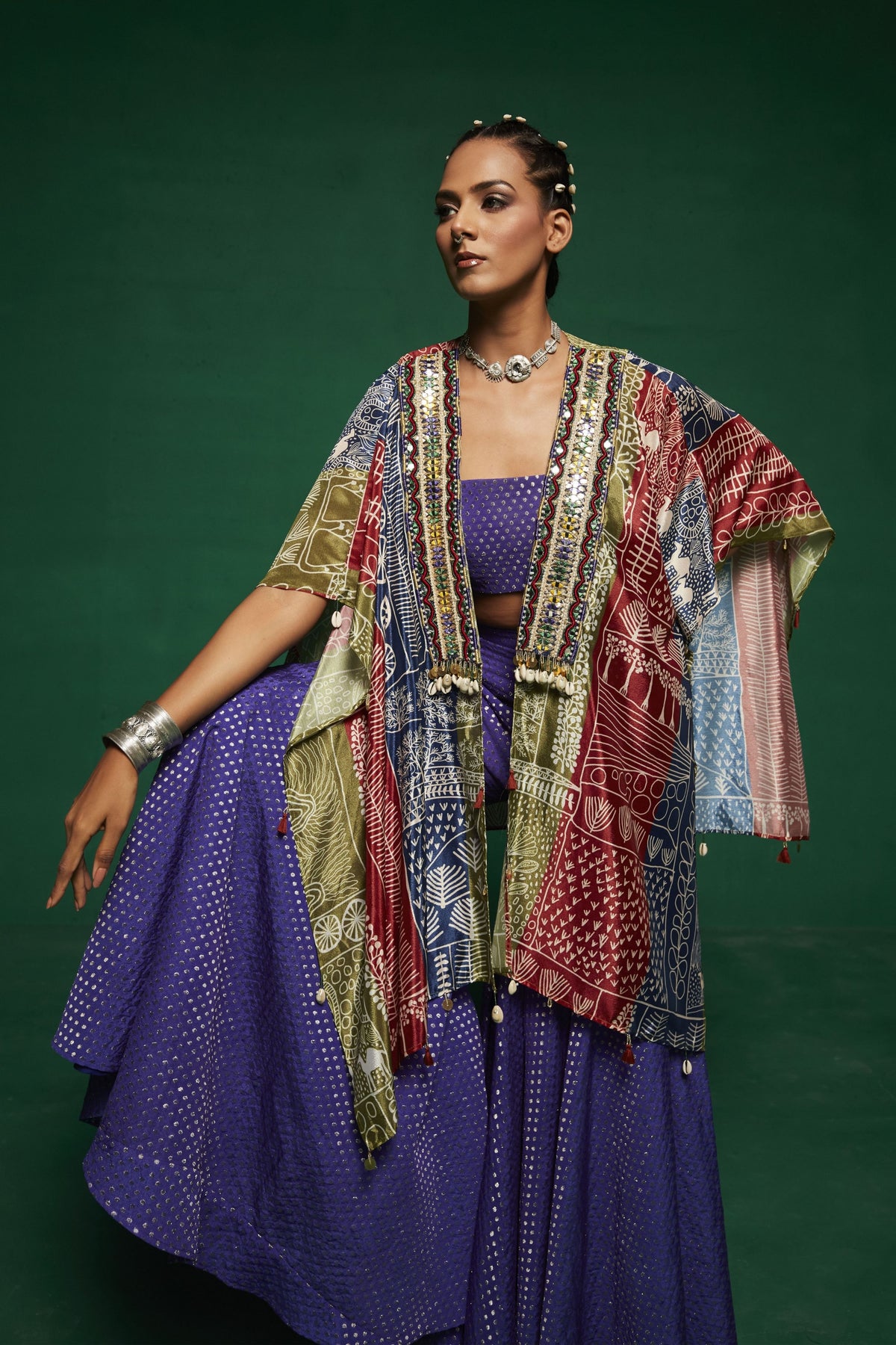 Purplish Blue Cape Set