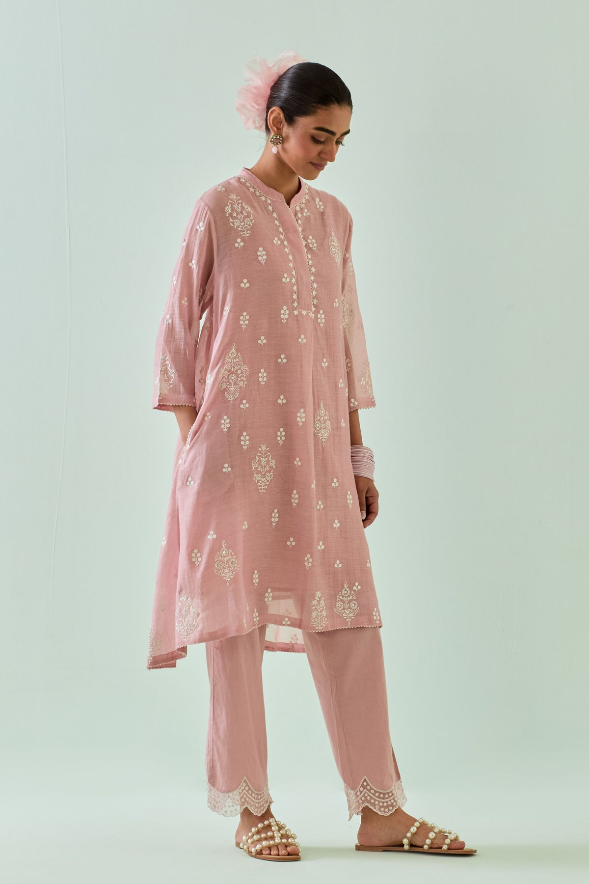 Pink Dori Embroidery Kurta Set