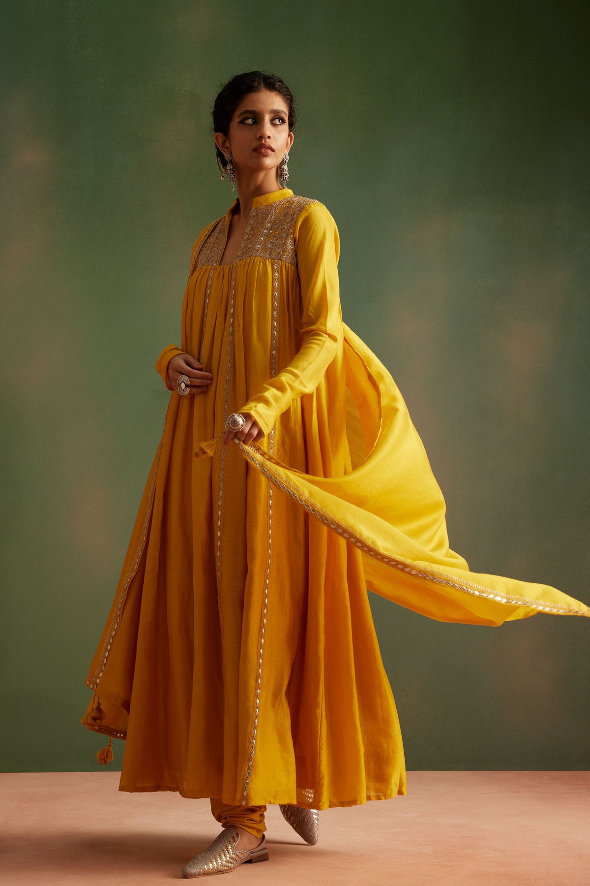 Yellow Dori Anarkali Set