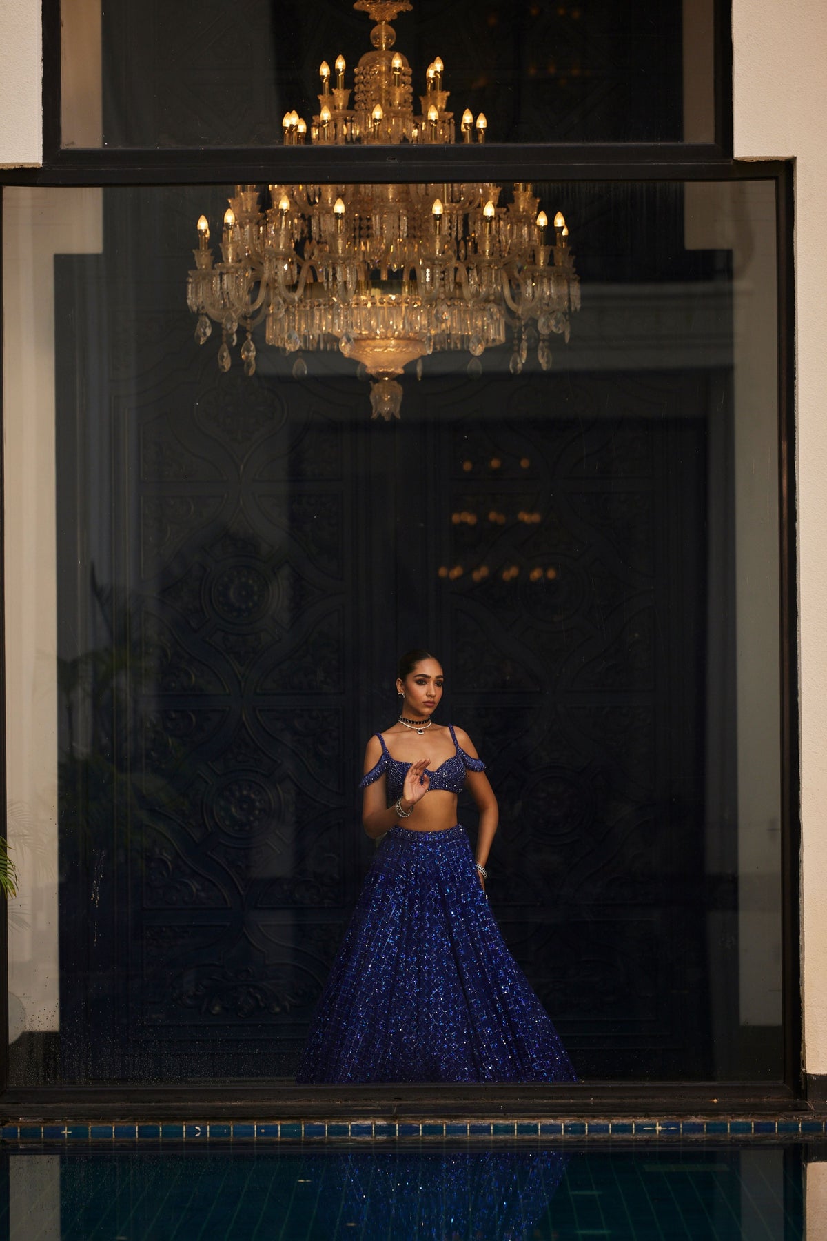 Cocktail Blue Tulle Lehenga Set