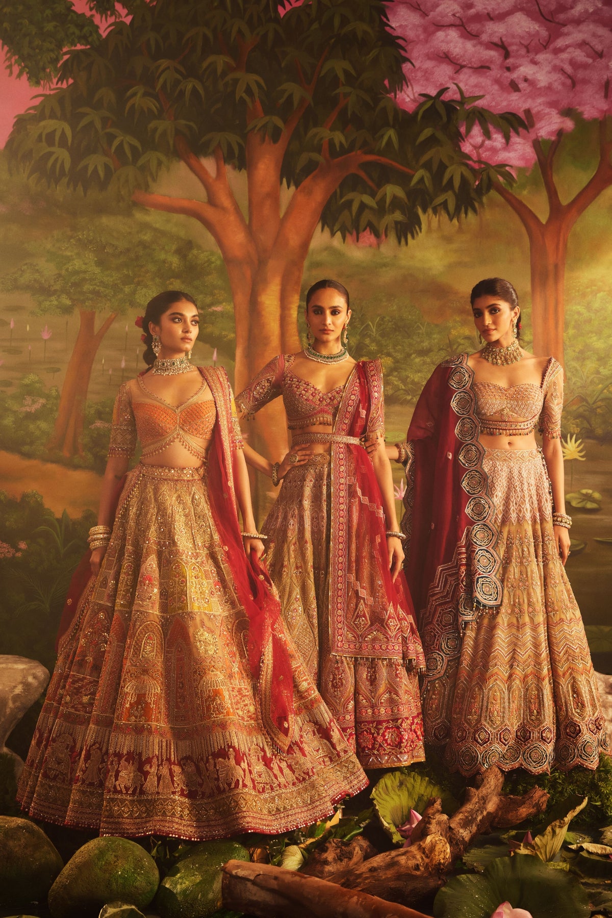 Mustard Orange Tulle Lehenga Set