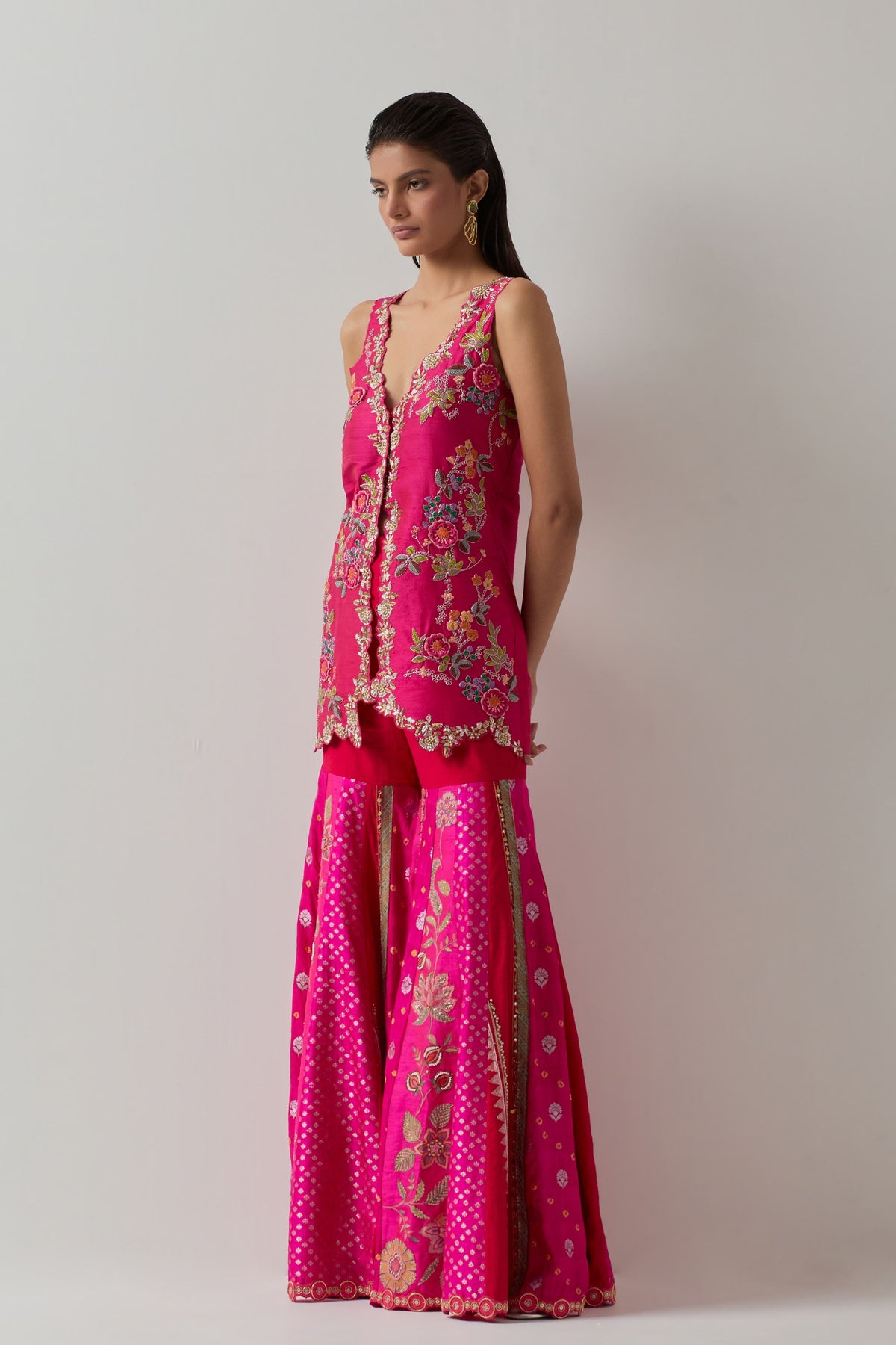 Fuchsia Floral Sharara Set