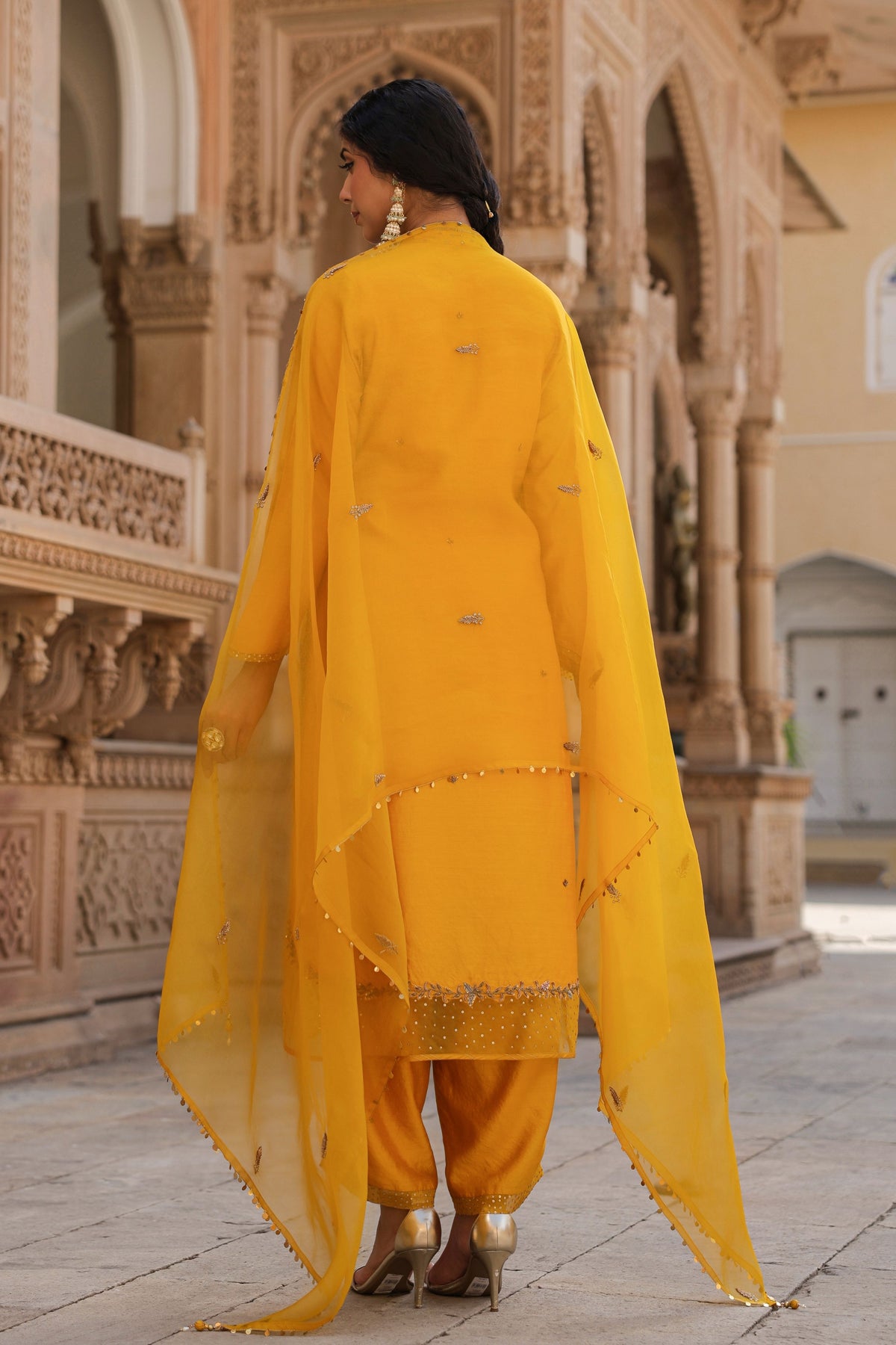 Heavy Long Yellow Kurta Set