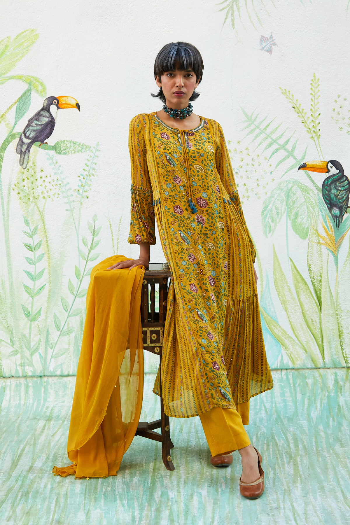 Breezy Yellow Printed Kurta Set