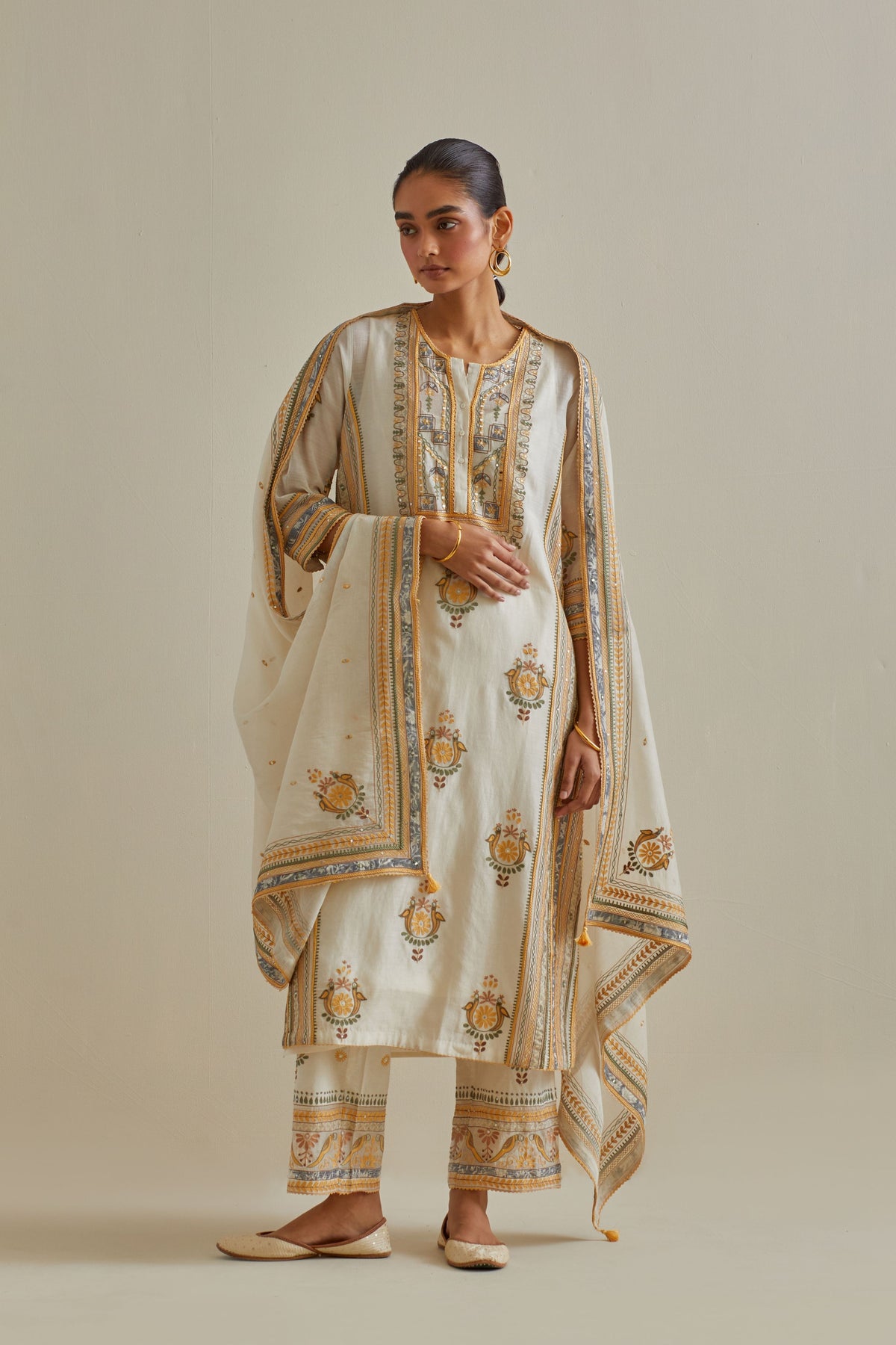 Yellow Sequins Kurta Set