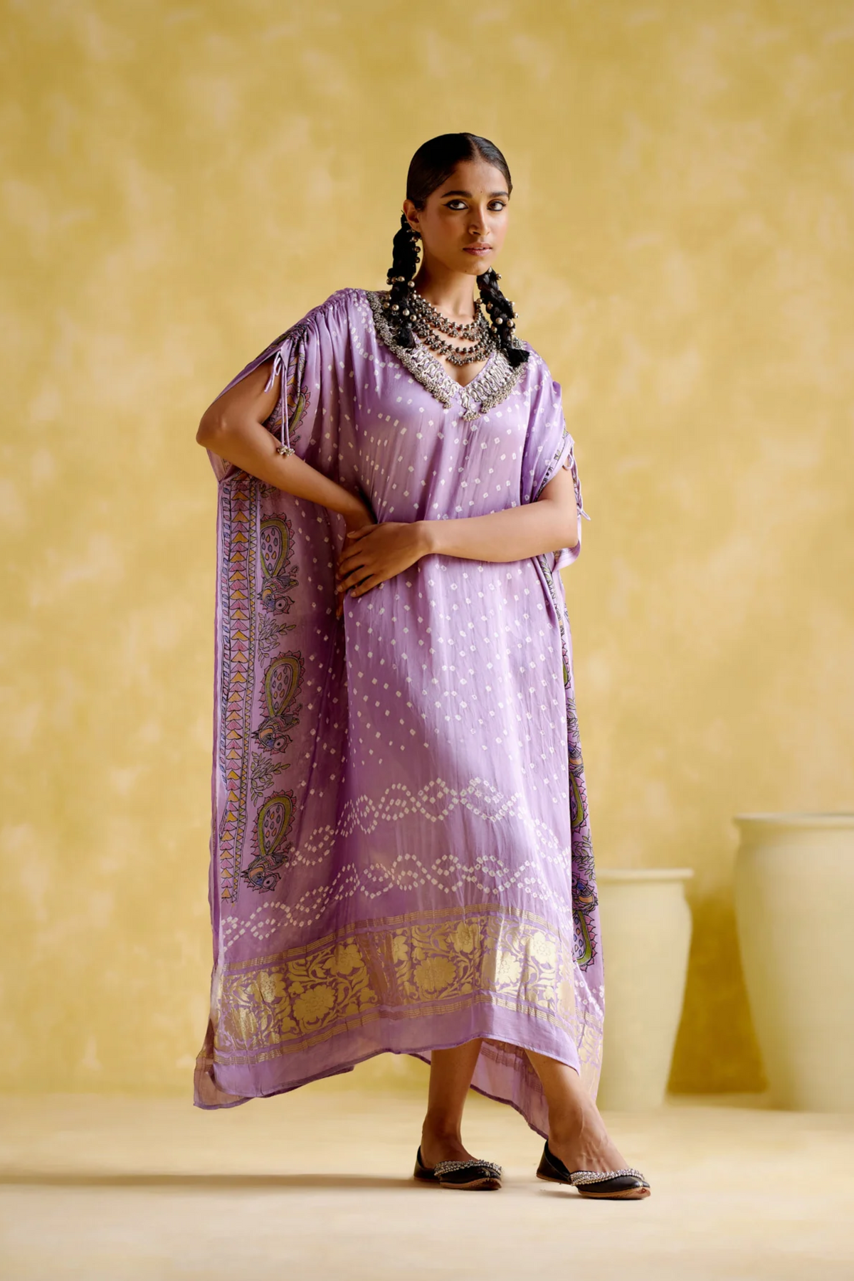 Anuradha Kalamkari Purple Kaftan