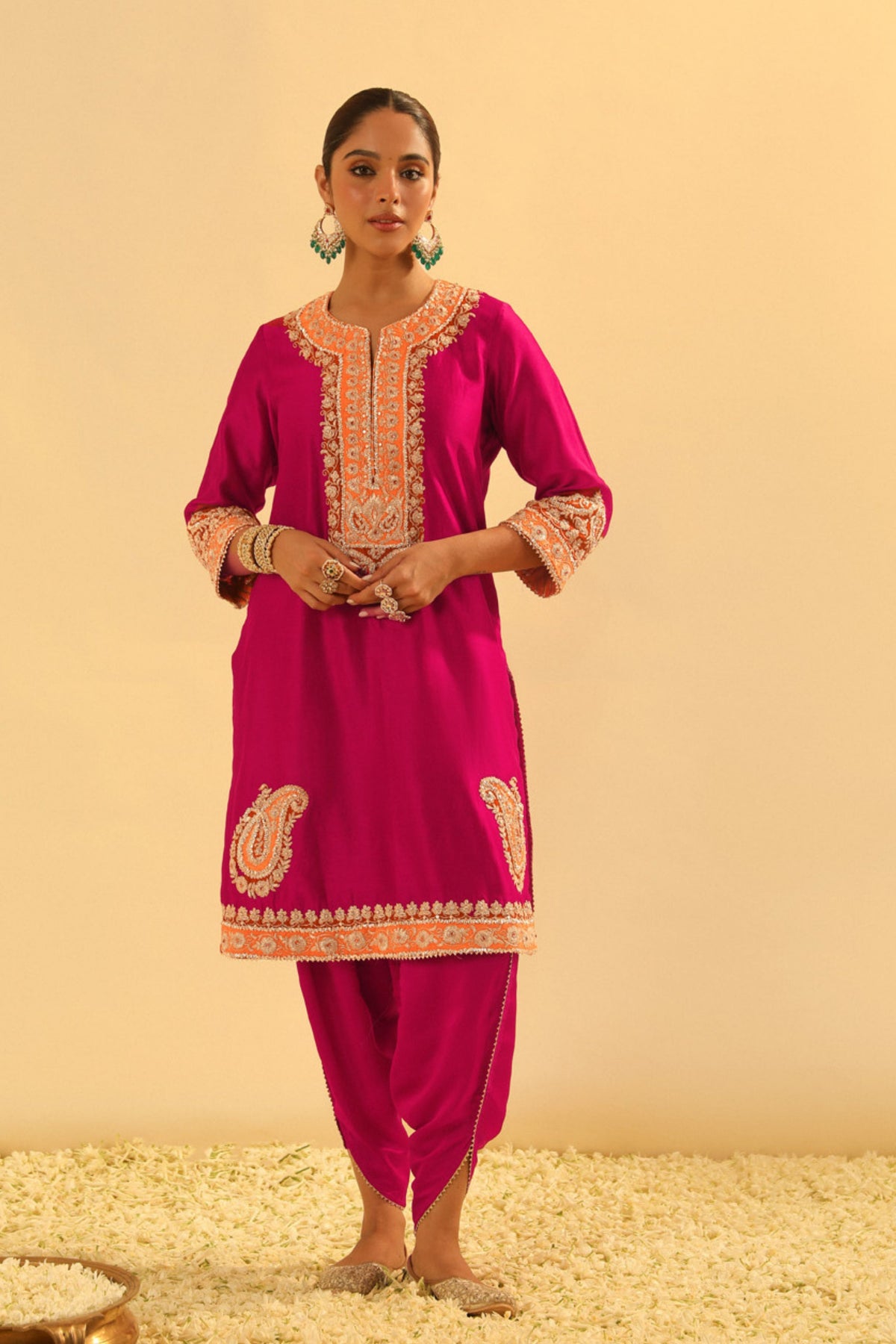 Anjum Short Pink Kurta With Dhoti