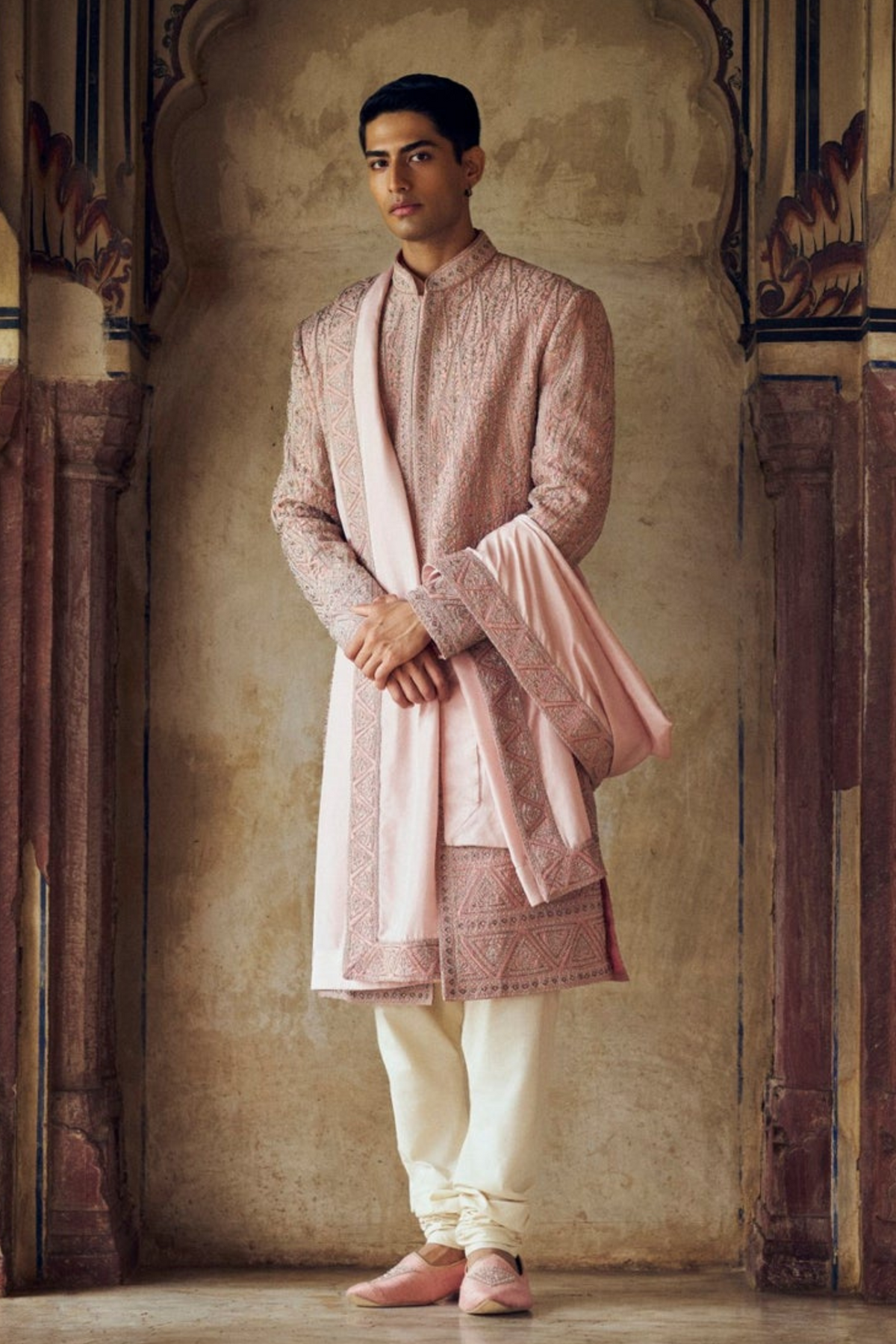 Dusty Rose Pink Sherwani Set