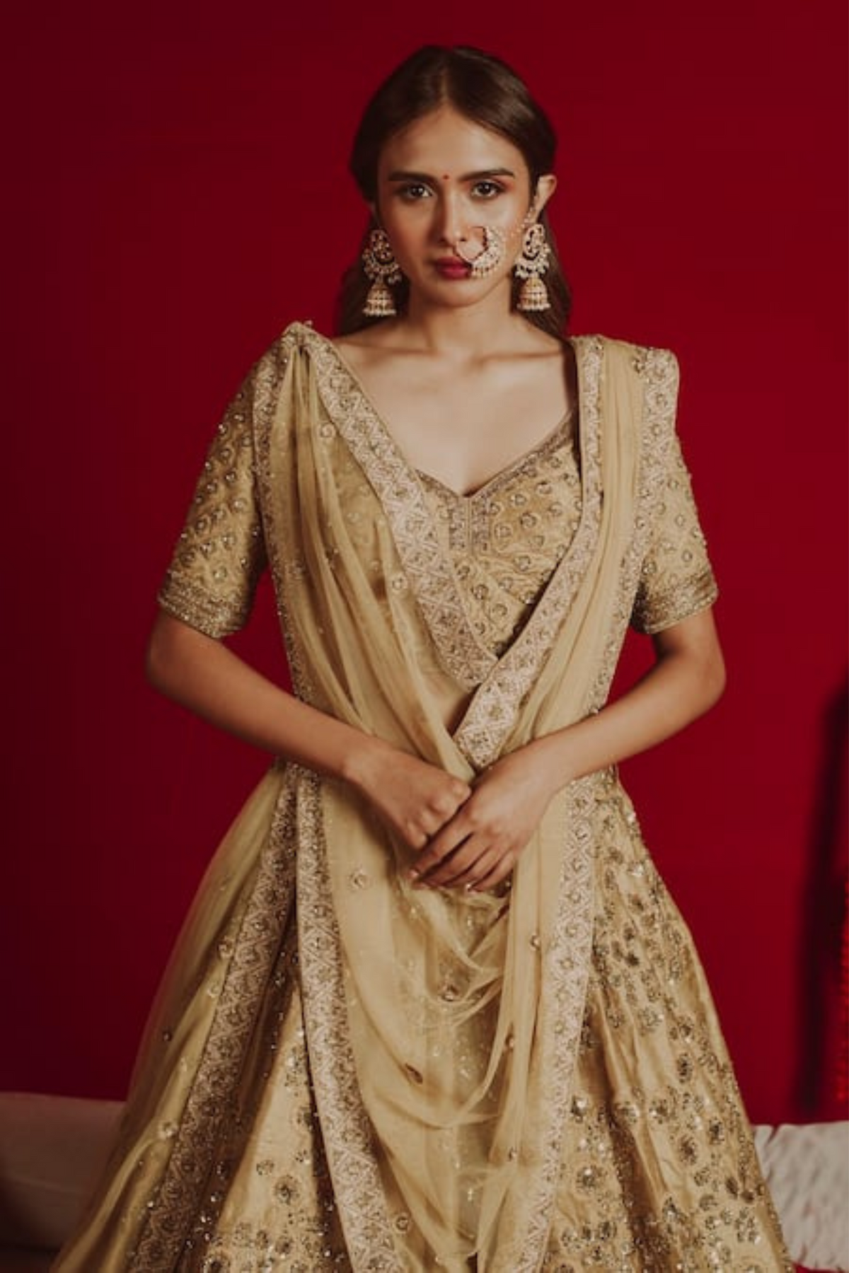 Golden Jaal Lehenga Set