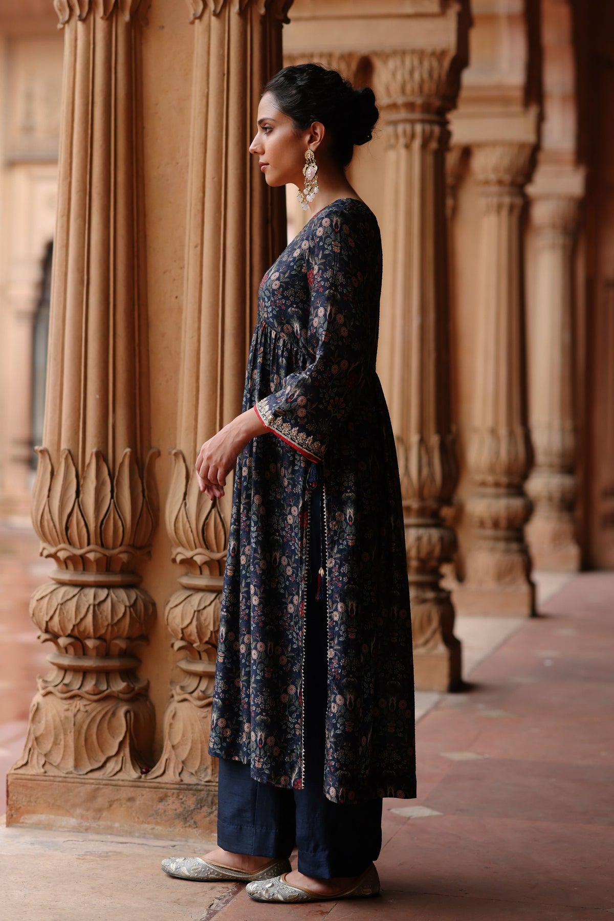 Dark Blue Printed  Kurta Set