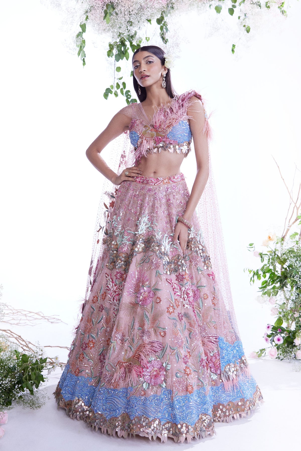 Base Light Peach Lehenga Set