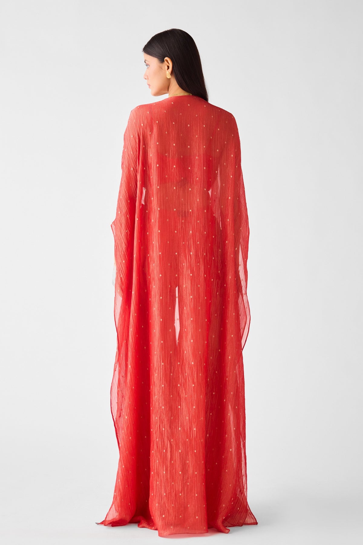 Red Embroidered Cape Set