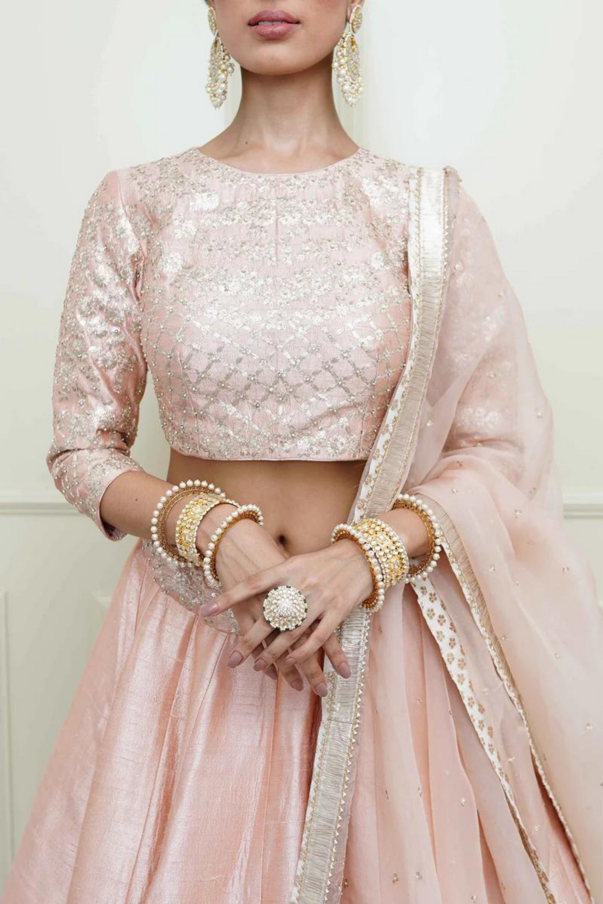 Pearl pink aafiyah lehenga set