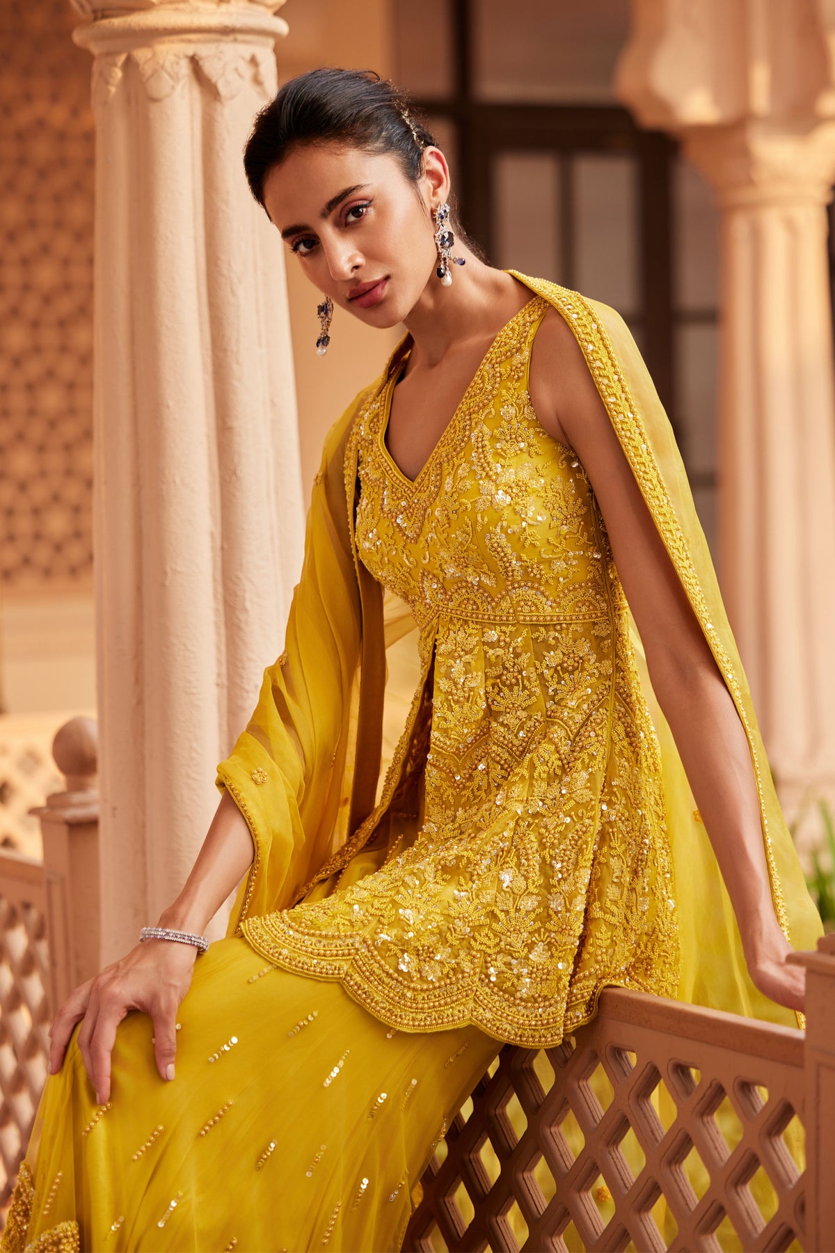 Mustard Sharara Set