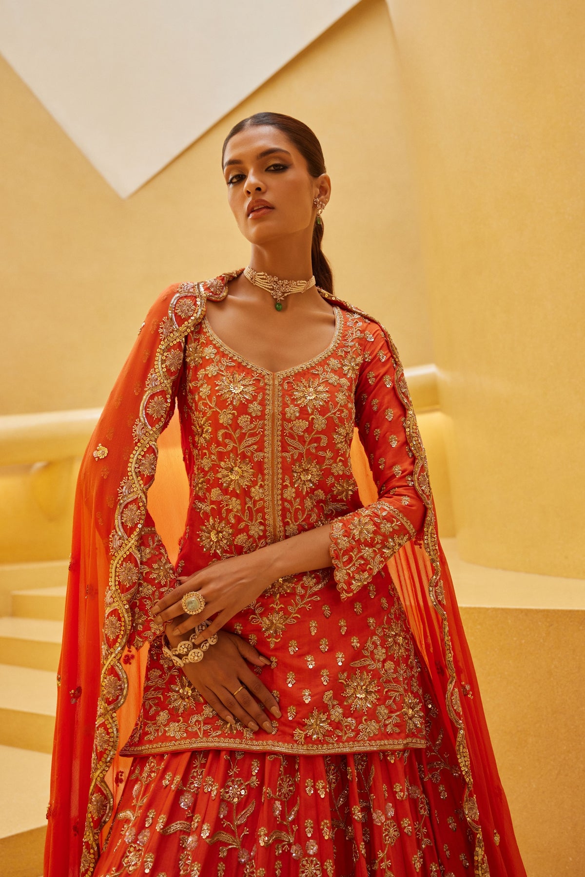 Orange Sharara Set