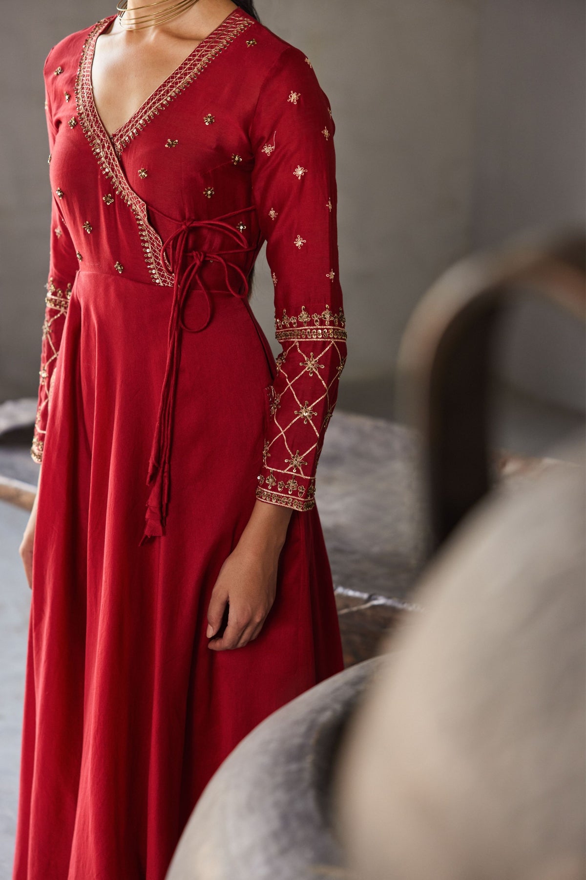 Red Full Length Angrakha